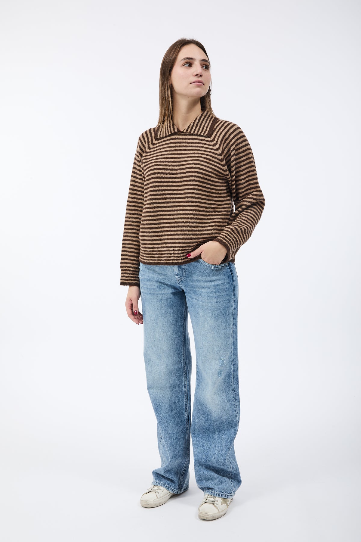 Maglione HaveOne Rigato con Colletto Moro