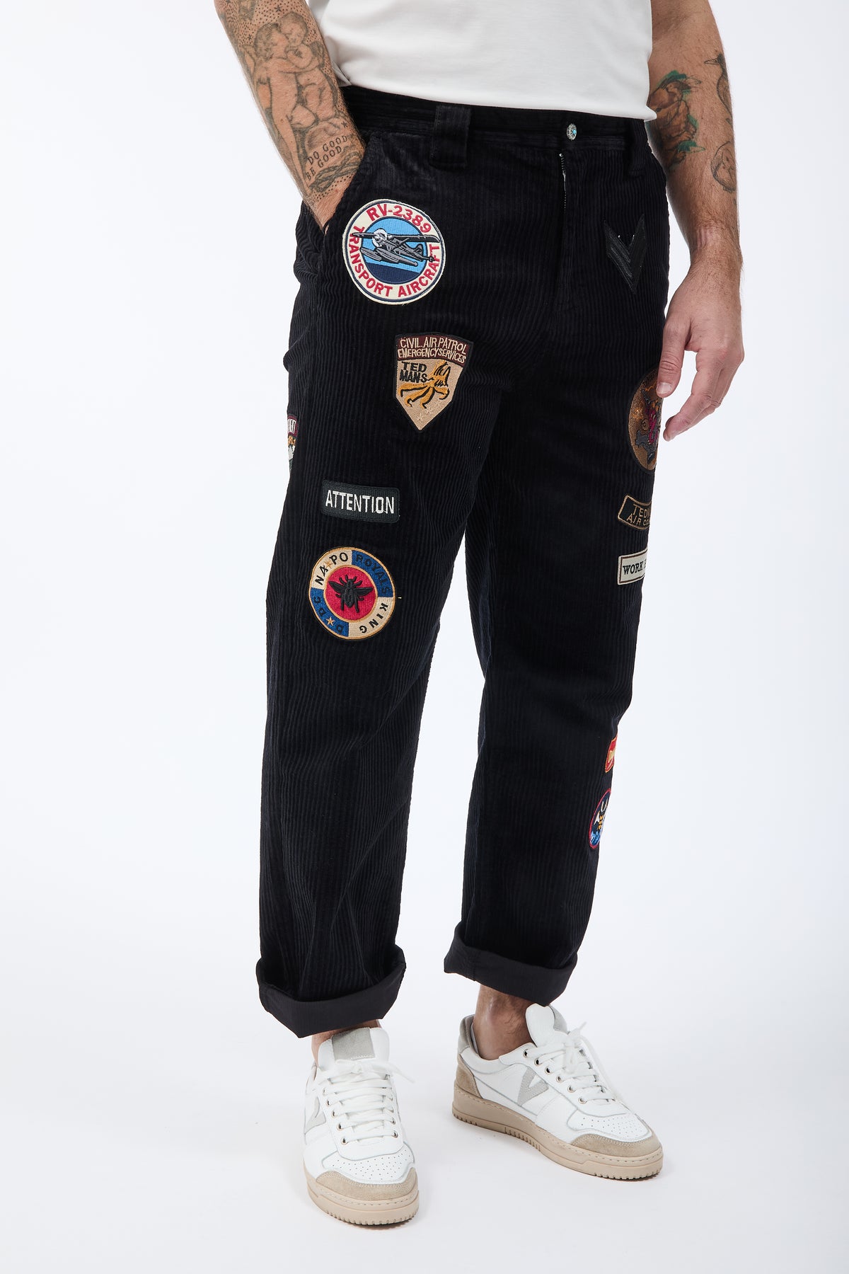 Pantalone Berna Velluto Patch Nero 352