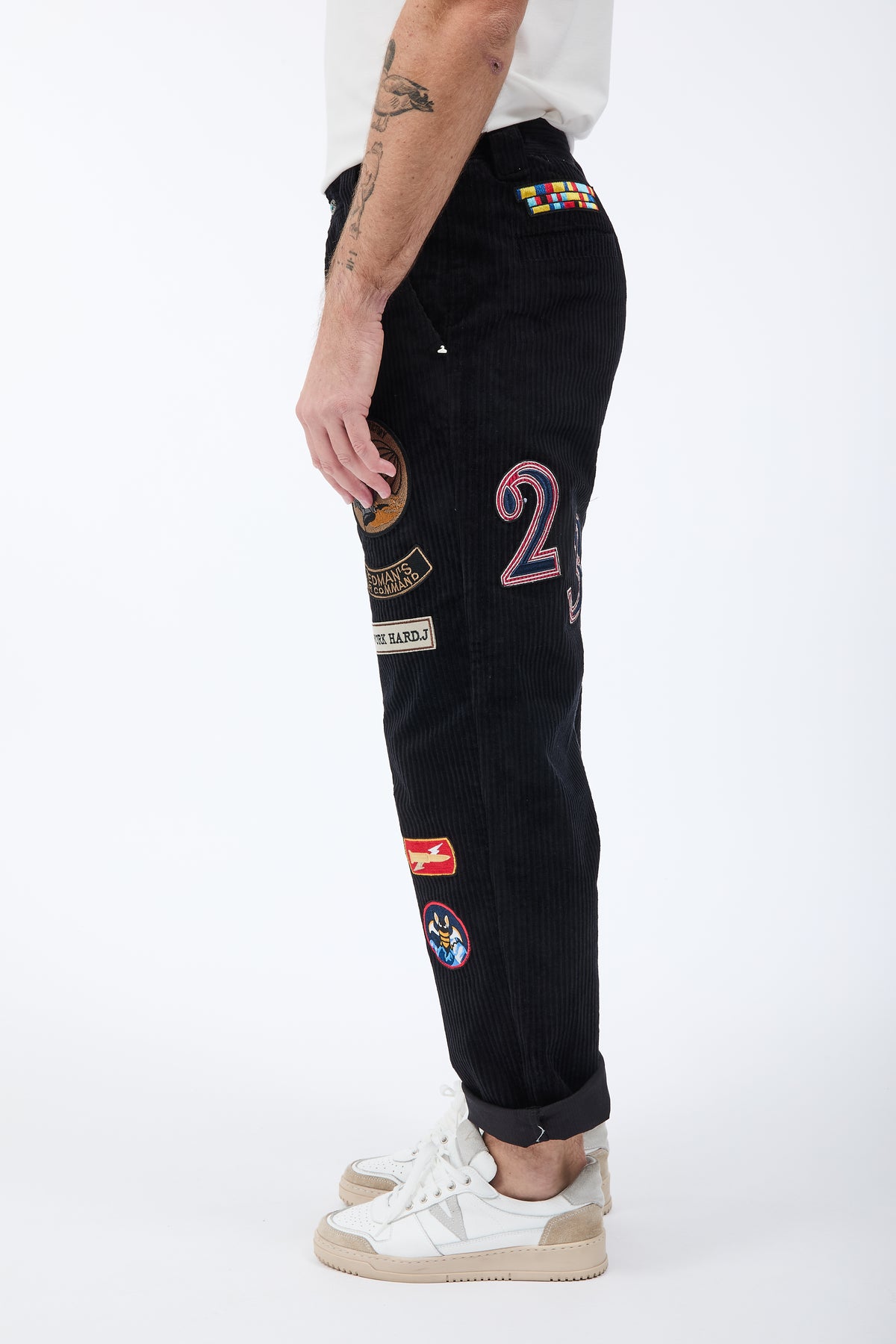 Pantalone Berna Velluto Patch Nero 352
