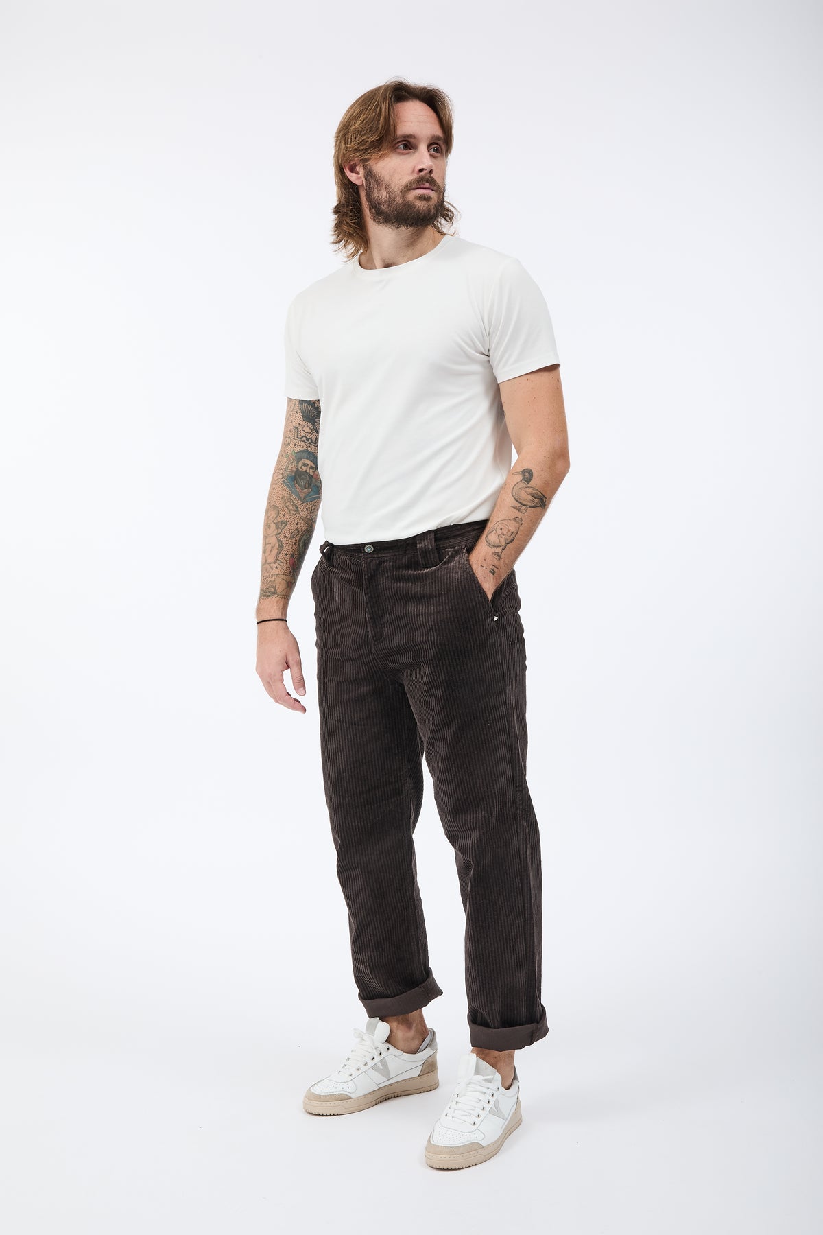 Pantalone Berna Straight Velluto Caffè 373