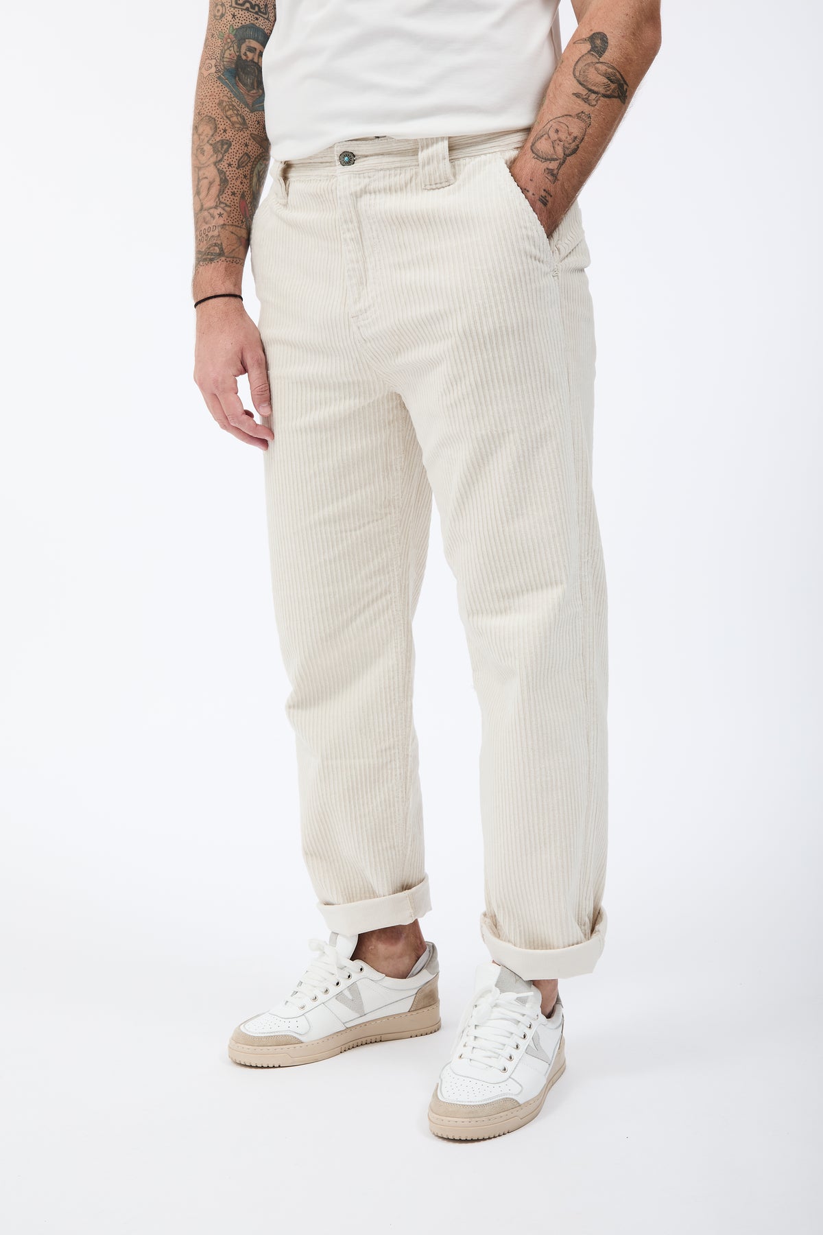 Pantalone Berna Straight Velluto Panna 373