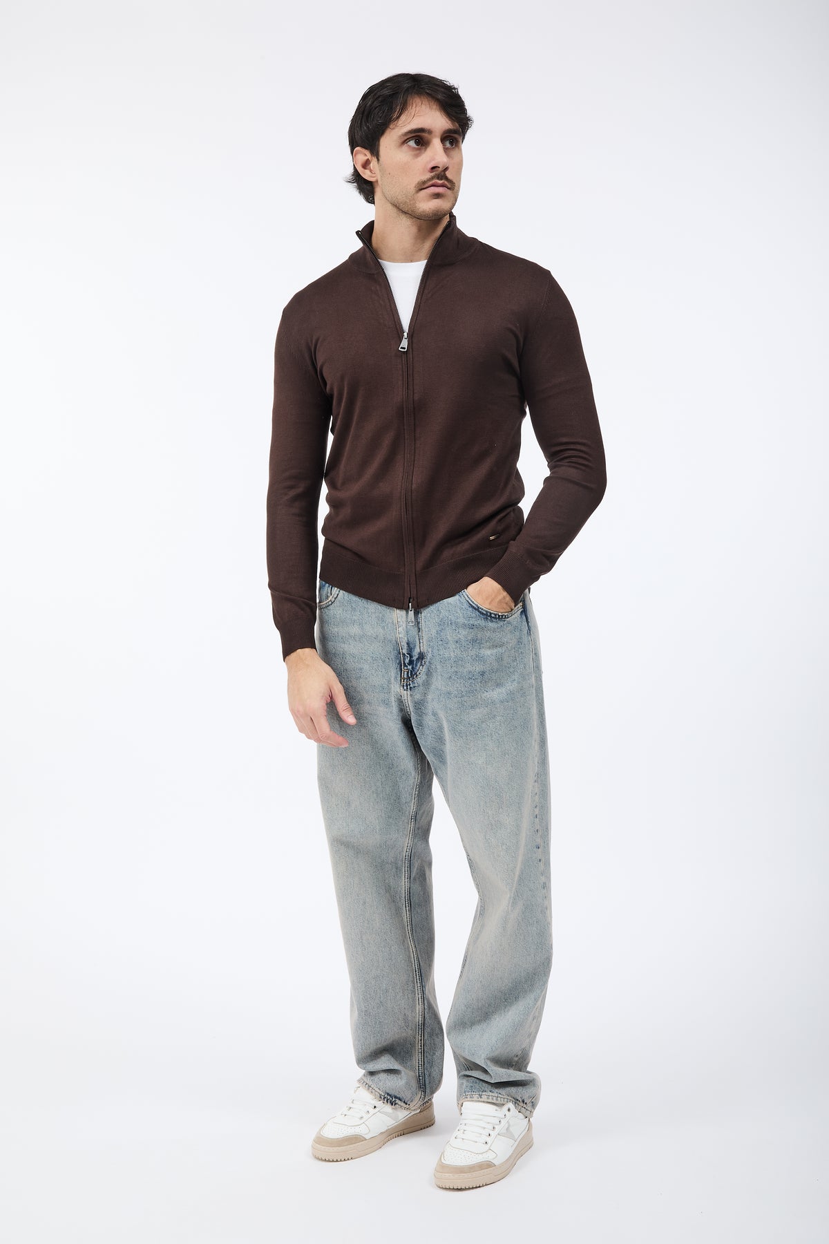 Maglione Gianni Lupo Zip 35138 Caffè