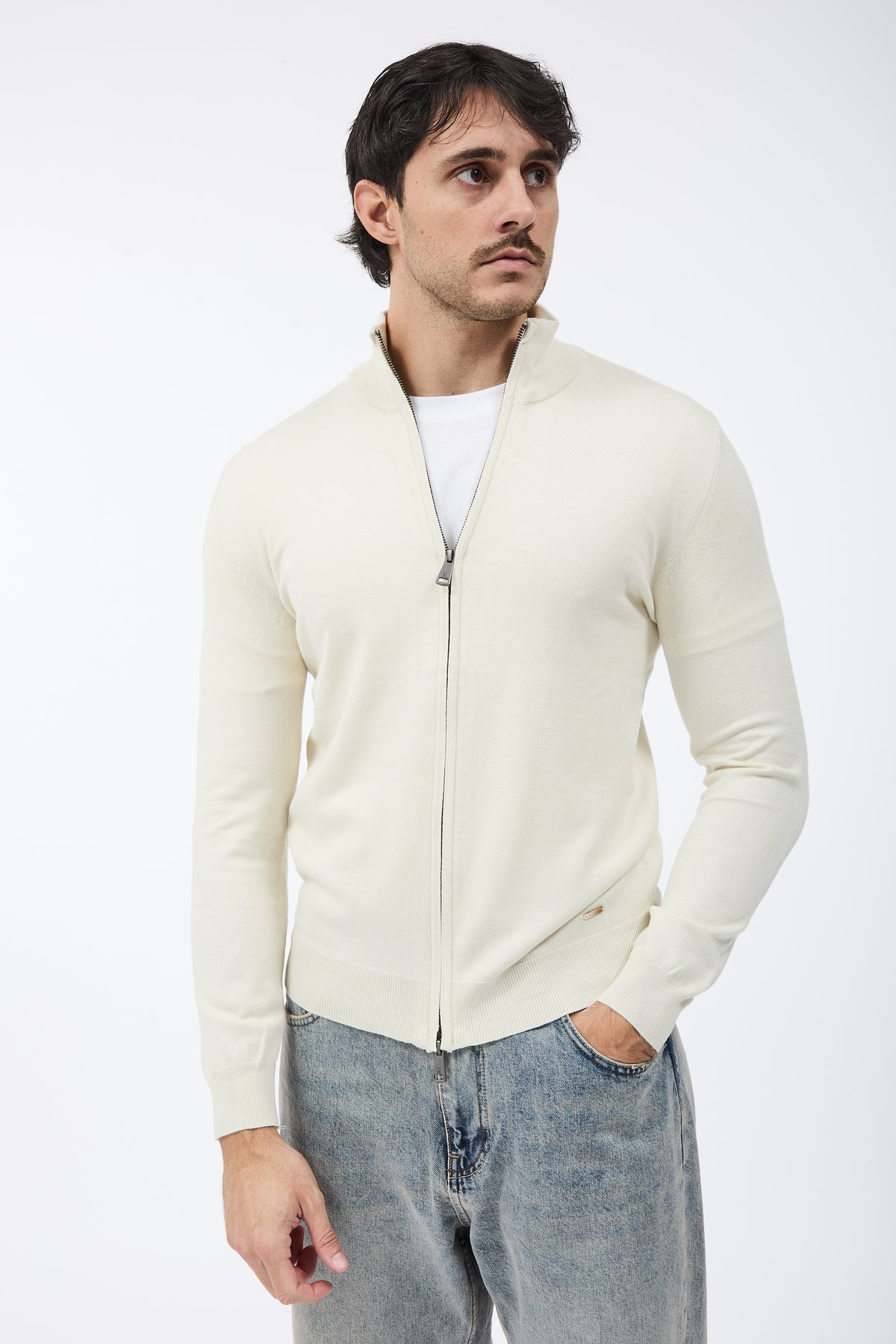 Maglione Gianni Lupo Zip 35138 Panna
