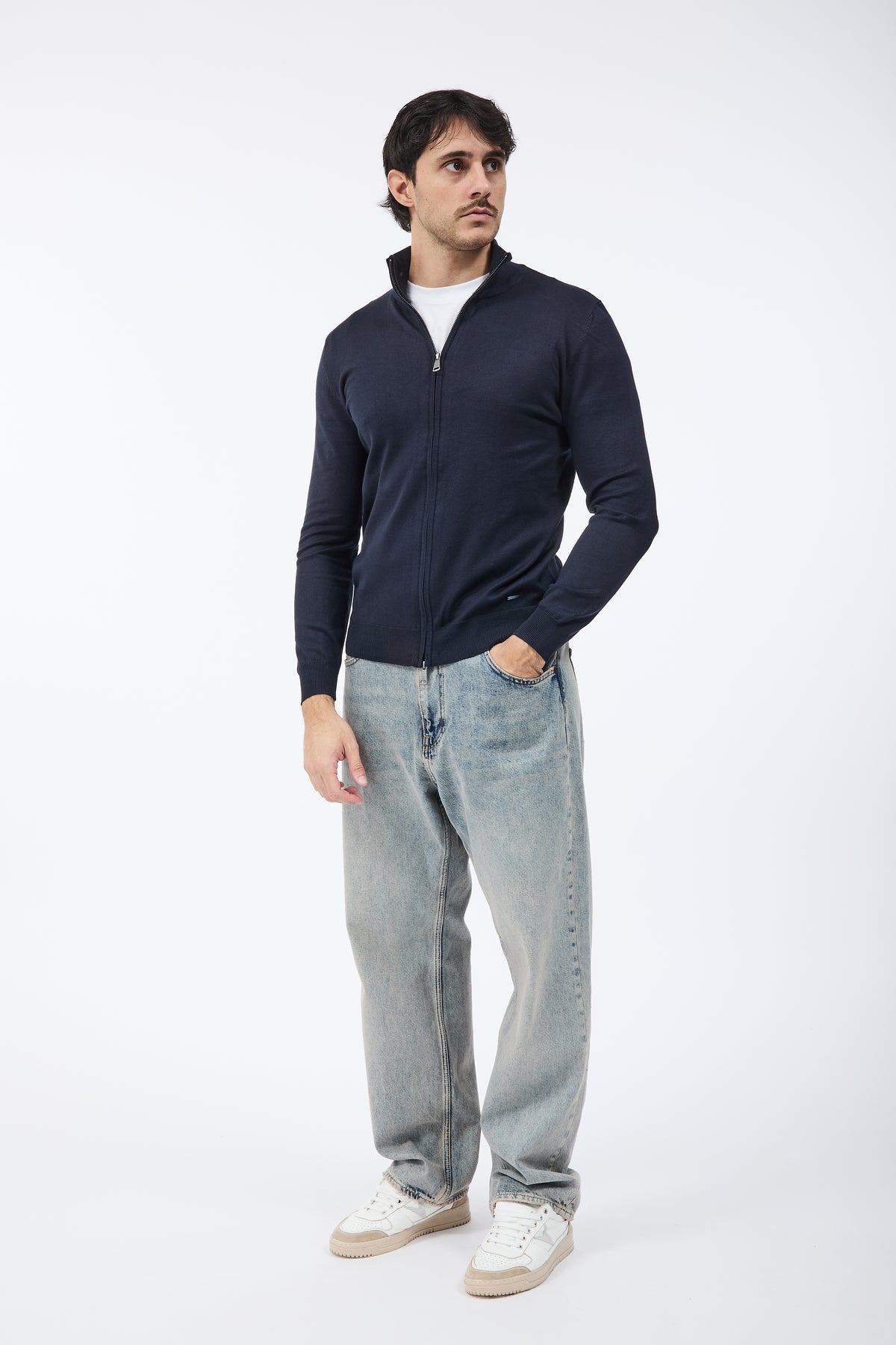 Maglione Gianni Lupo Zip 35138 Navy