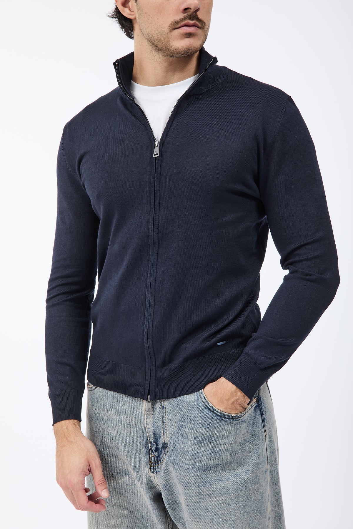 Maglione Gianni Lupo Zip 35138 Navy