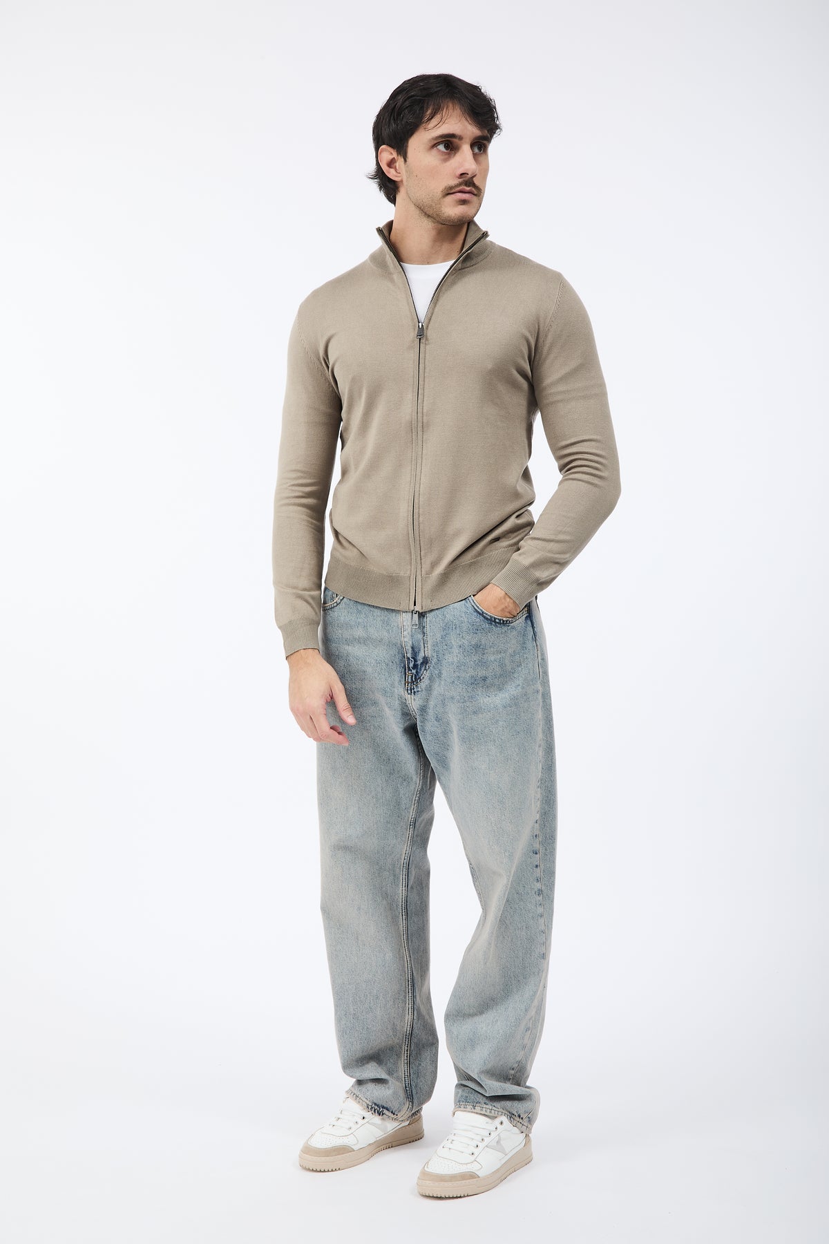 Maglione Gianni Lupo Zip 35138 Cammello