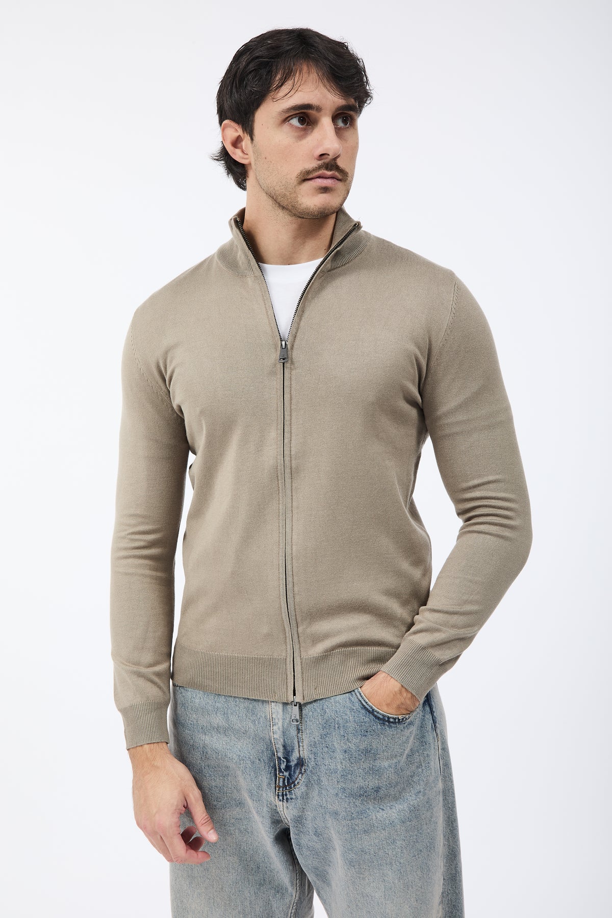 Maglione Gianni Lupo Zip 35138 Cammello