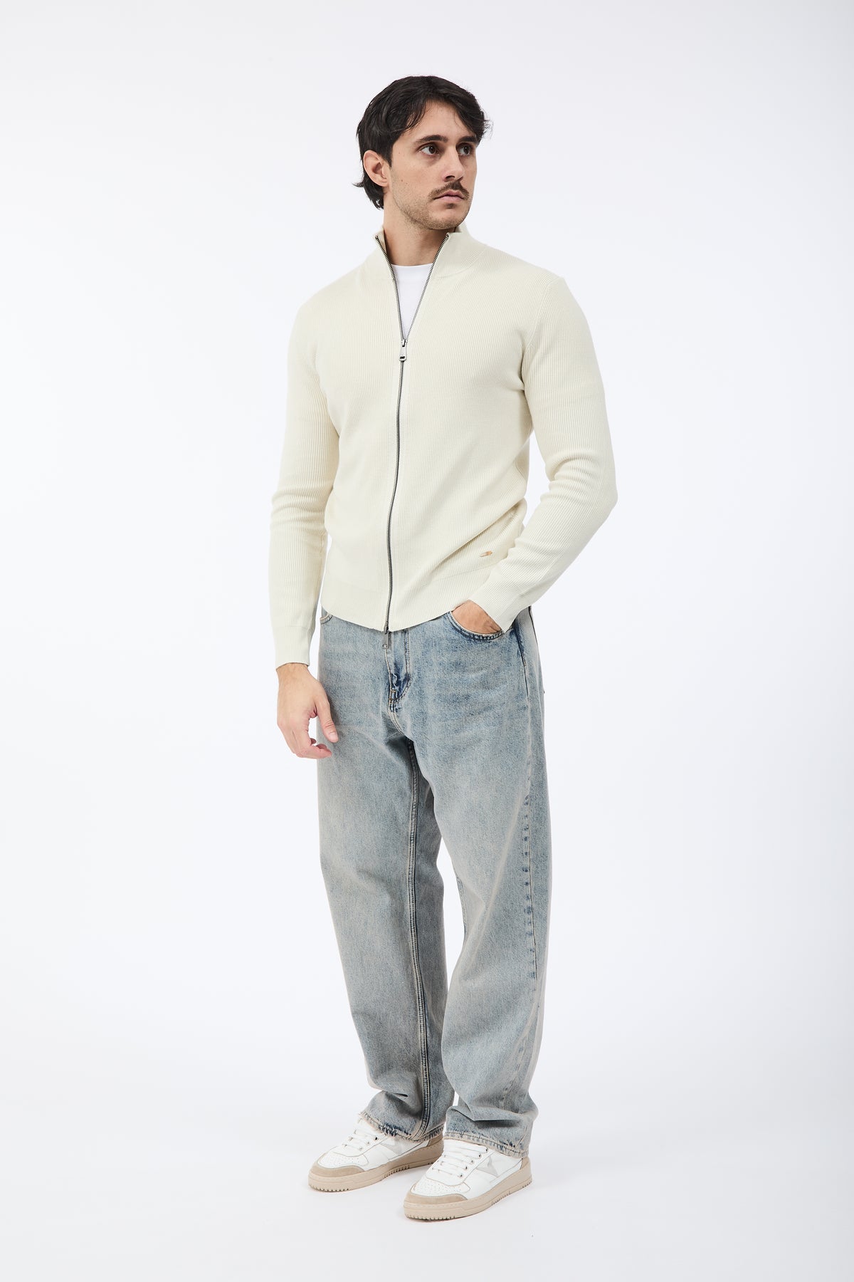 Maglione Gianni Lupo Zip 35152 Panna