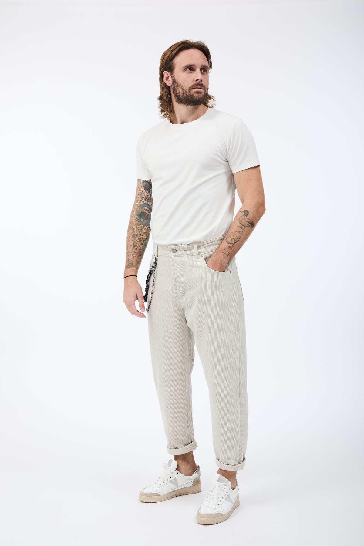 Pantalone Over-d Velluto Panna P83