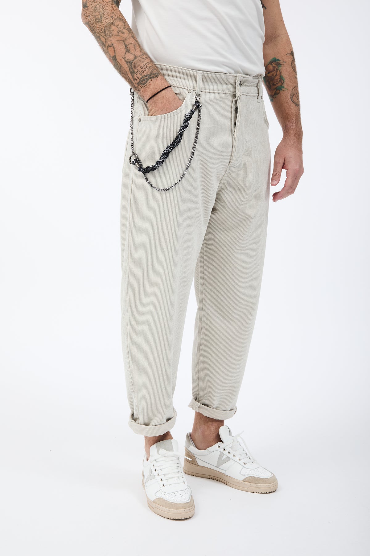 Pantalone Over-d Velluto Panna P83