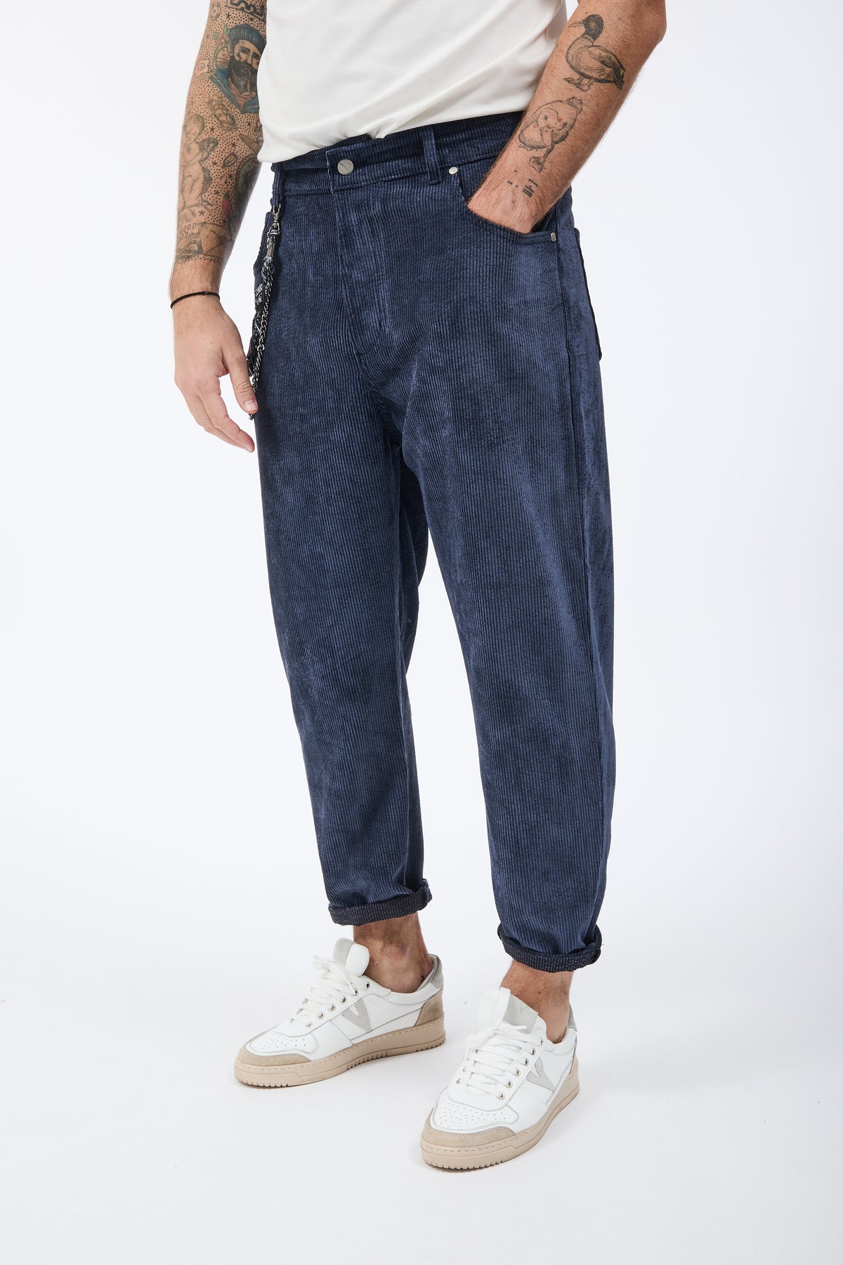 Pantalone Over-d Velluto Blu P83