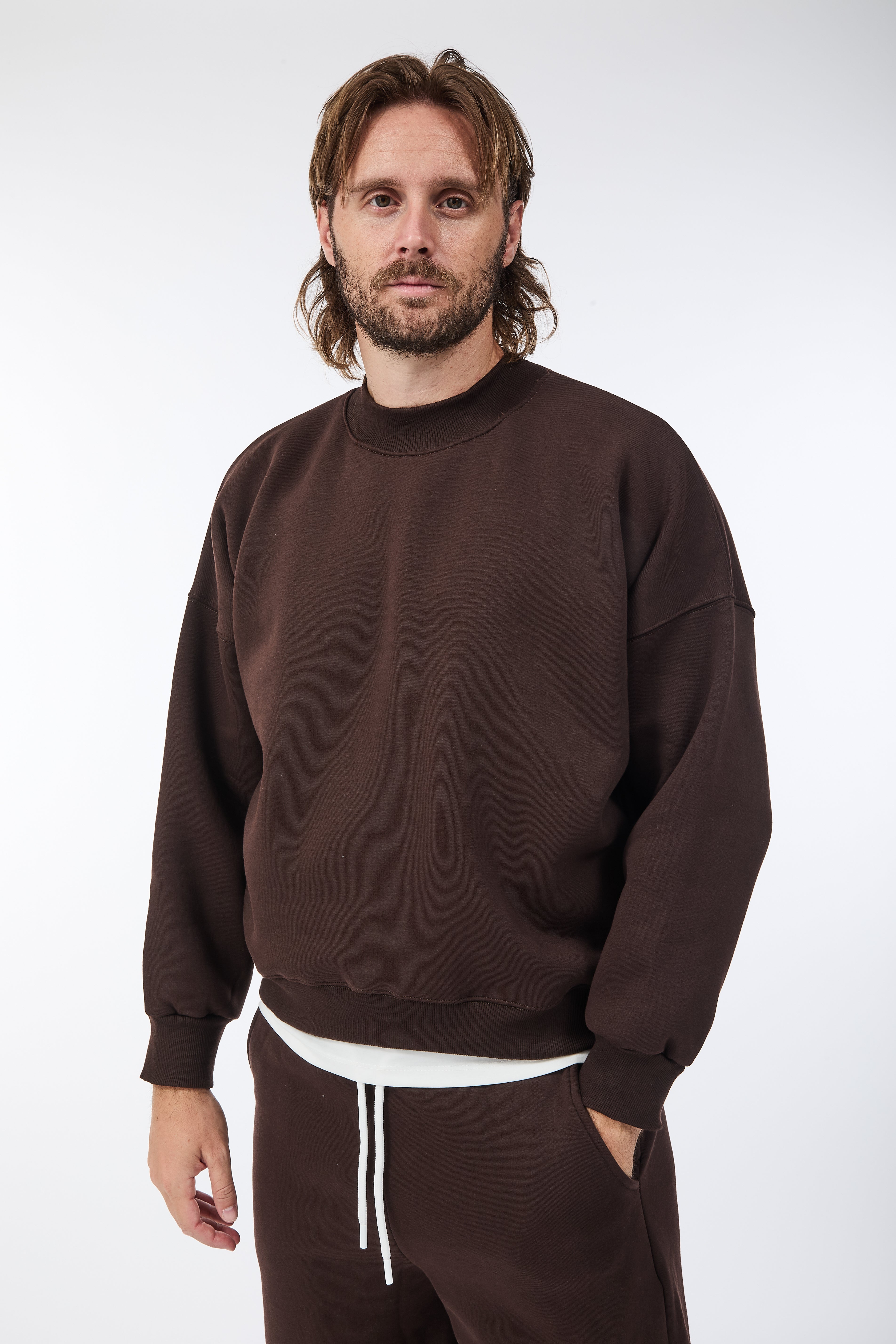 Felpa Berna Girocollo Cropped Moro