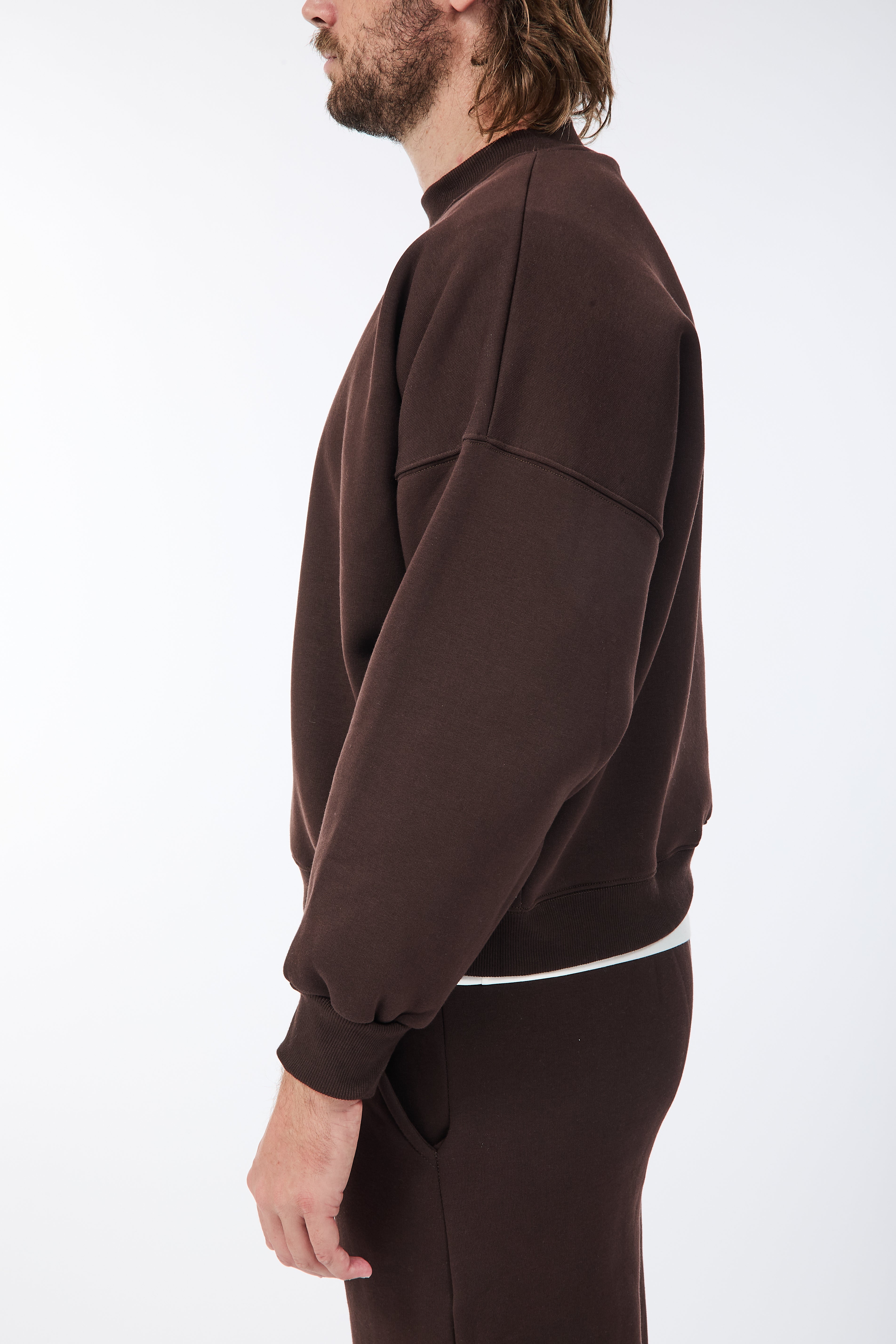 Felpa Berna Girocollo Cropped Moro