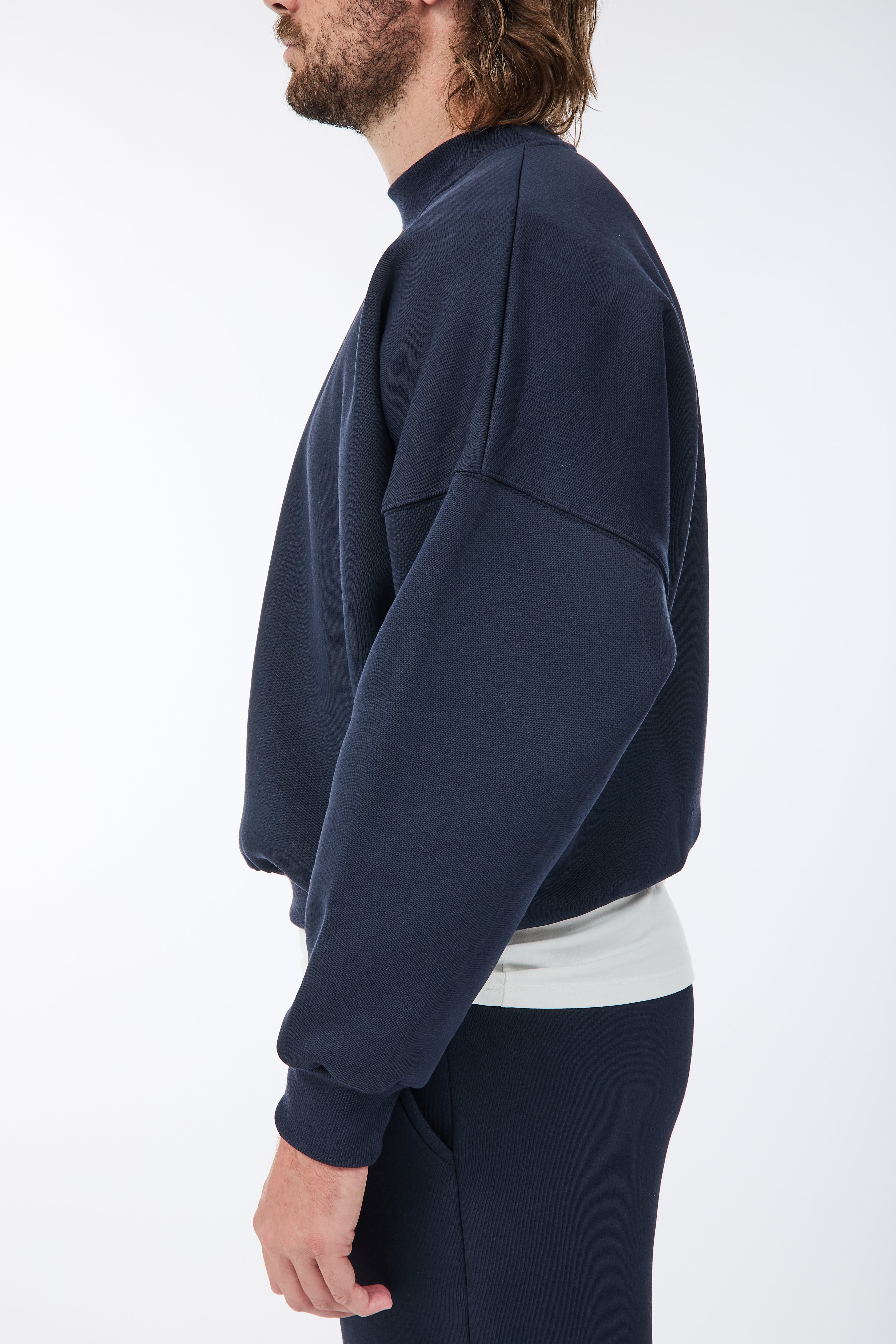 Felpa Berna Girocollo Cropped Blu