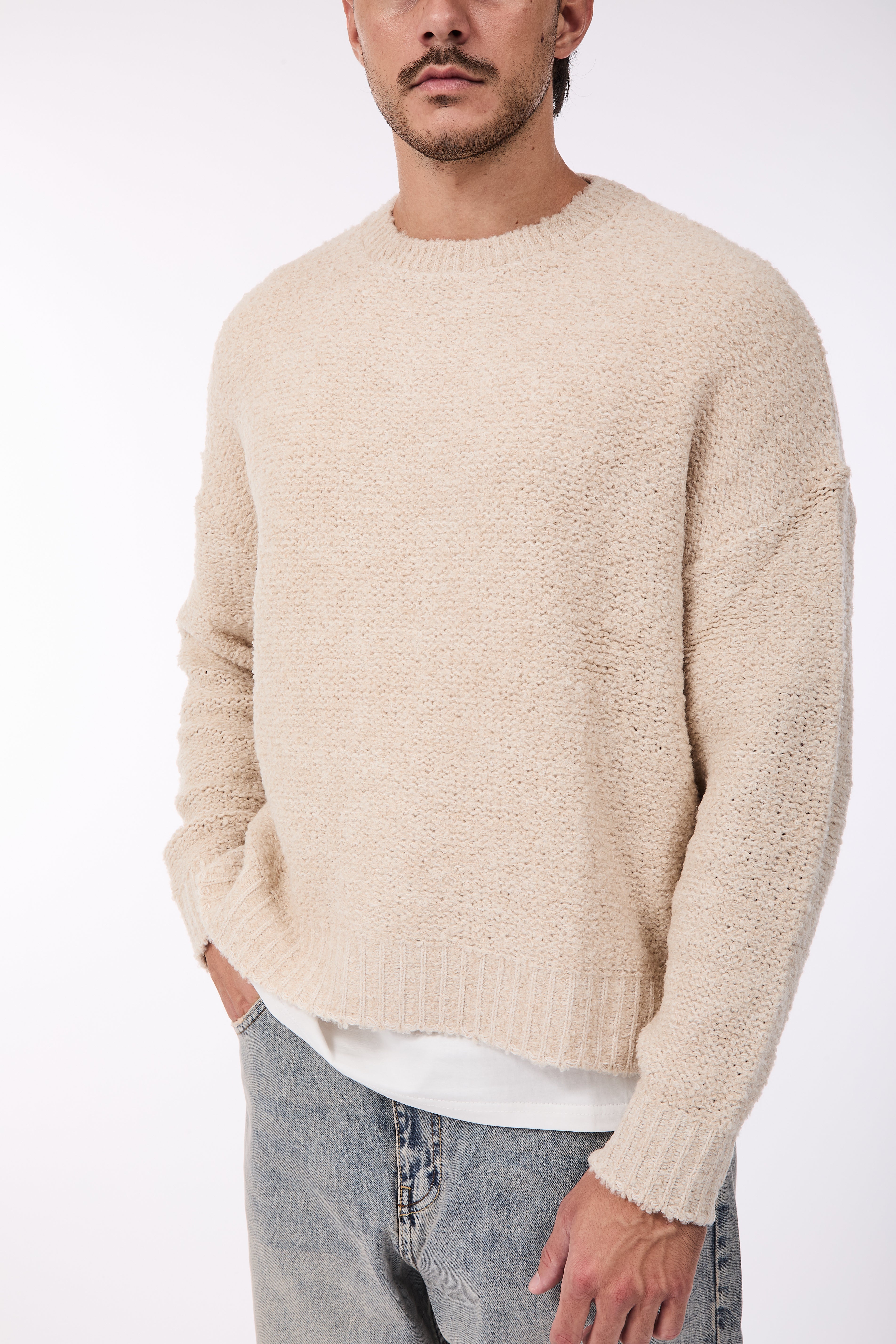 Maglione Over-d Bouclé Cropped Corda M65