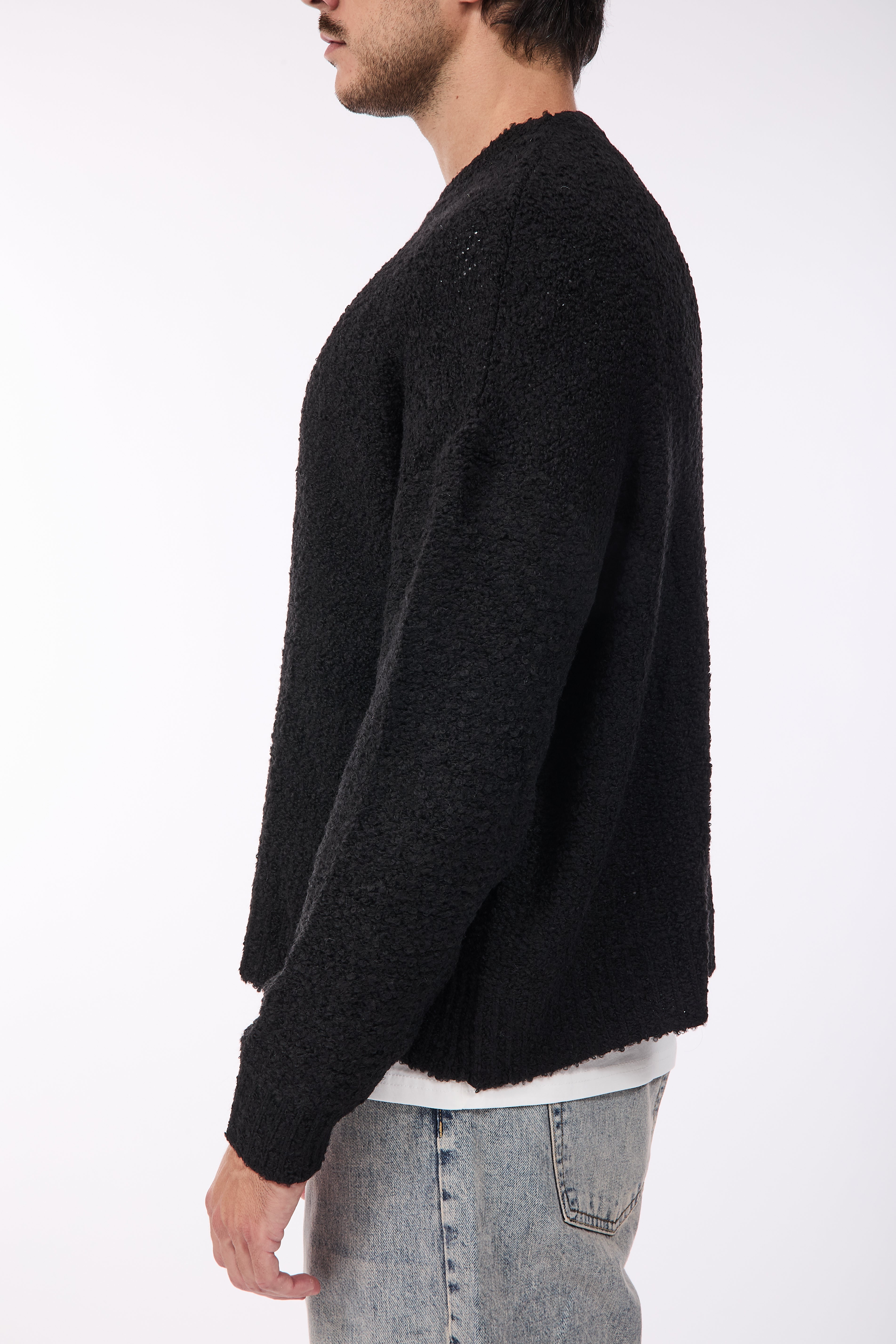 Maglione Over-d Bouclé Cropped Nero M65
