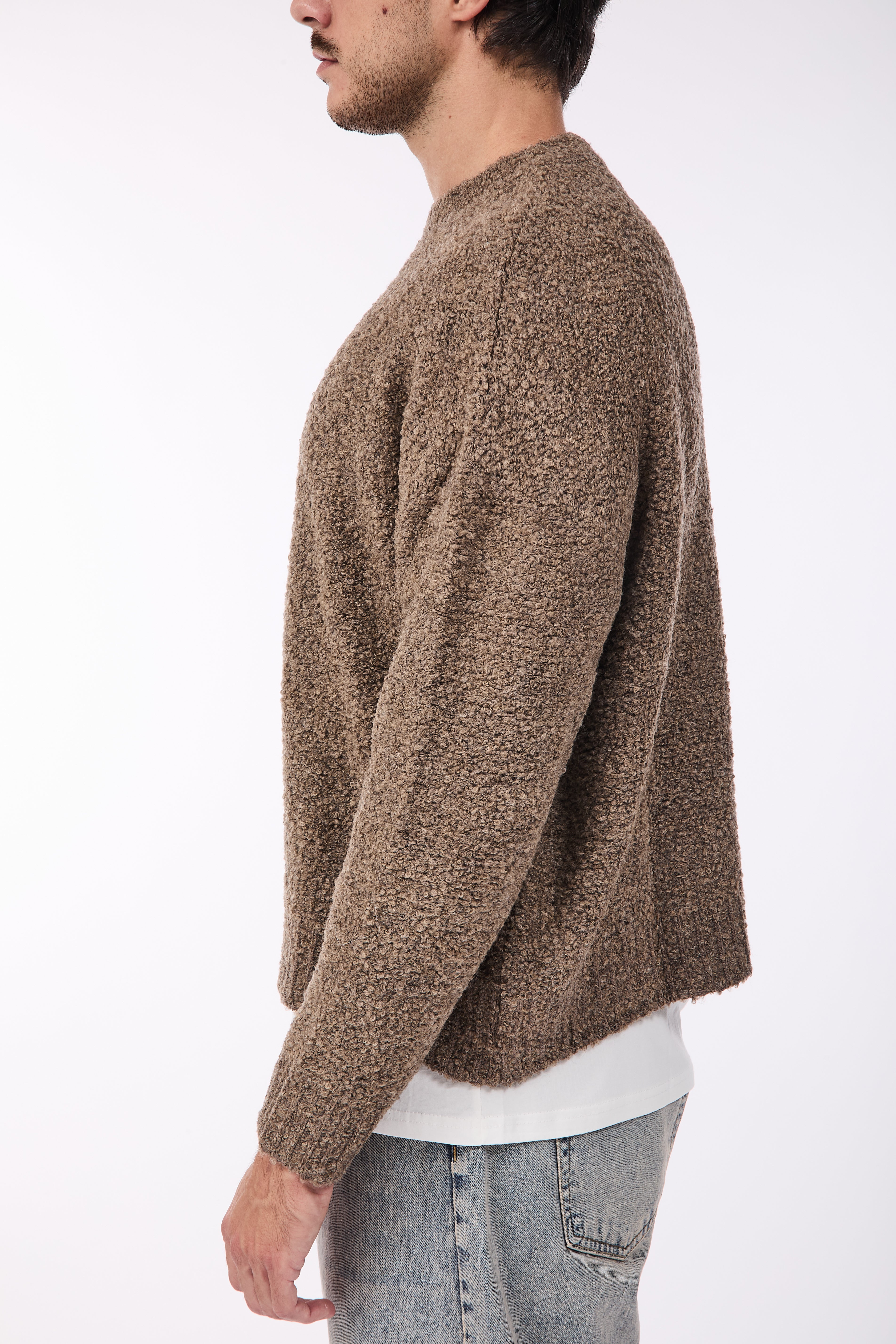 Maglione Over-d Bouclé Cropped Fango M65