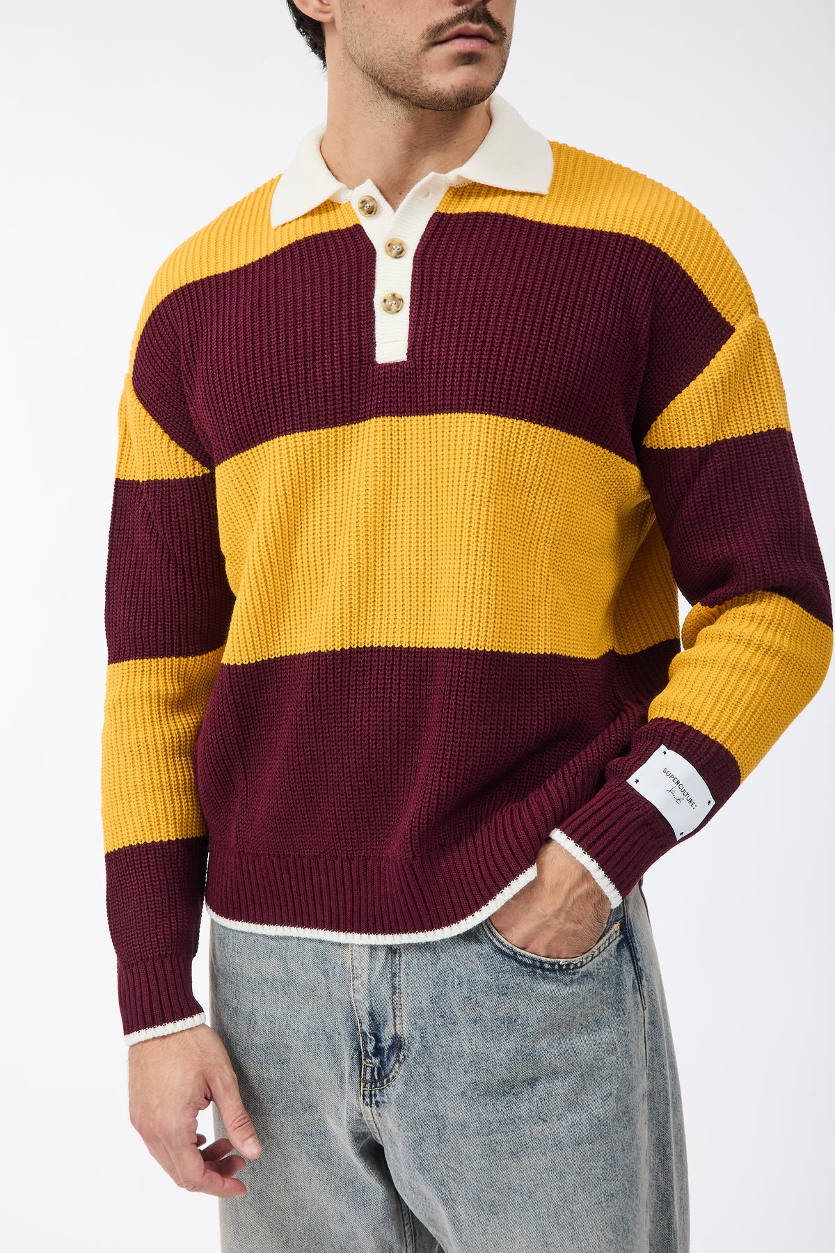 Maglione Superculture Polo AK7045 Giallo-Bordeaux