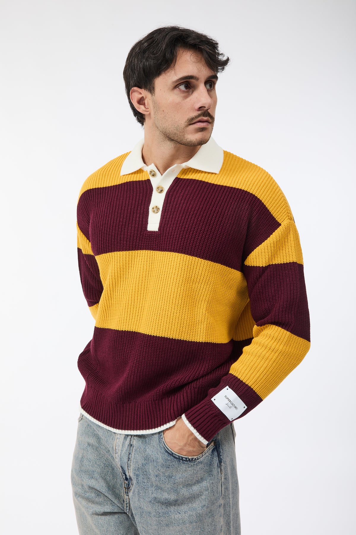 Maglione Superculture Polo AK7045 Giallo-Bordeaux