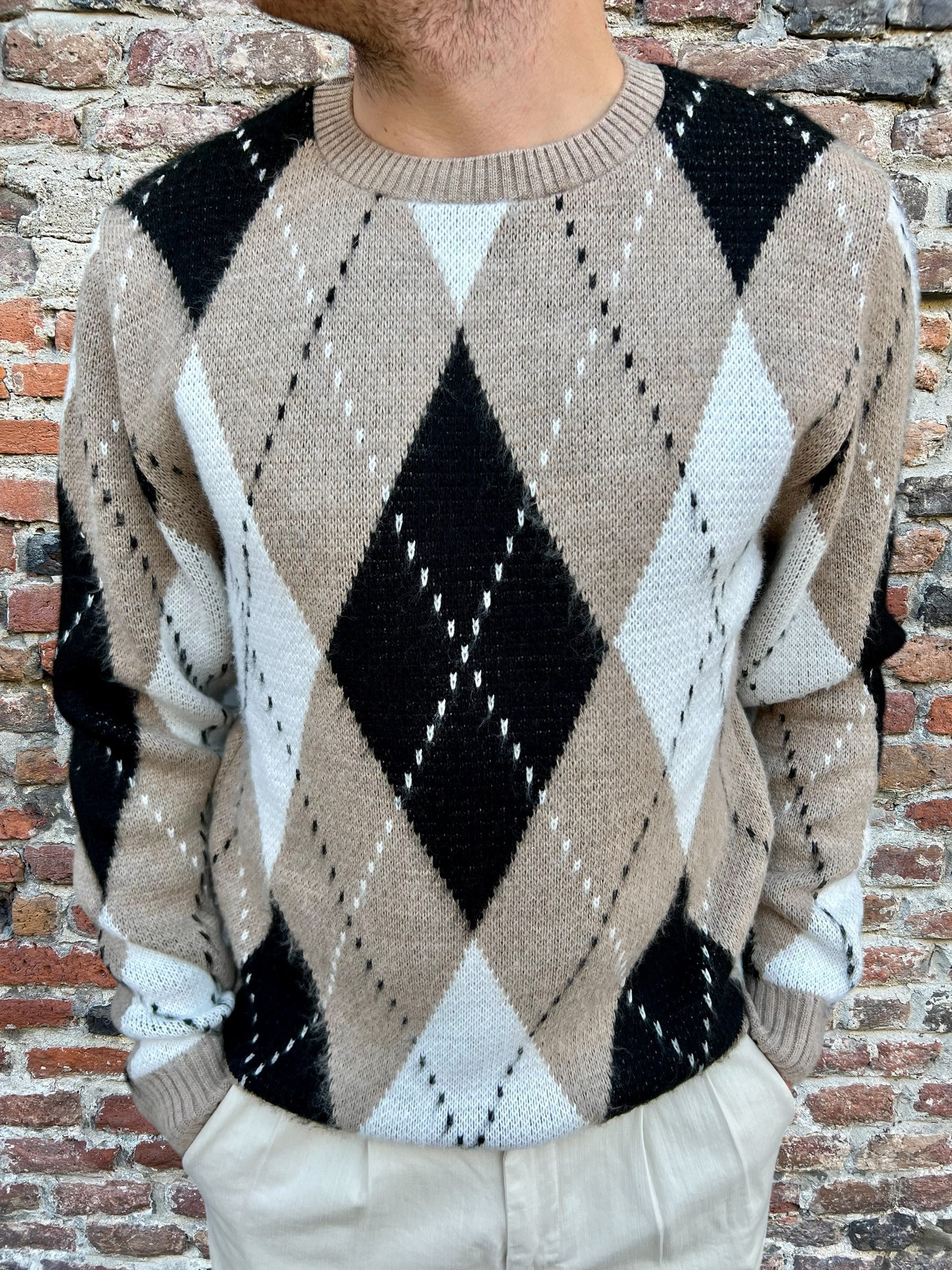 Maglione Why Not Brand Rombi Beige (8728043651412)