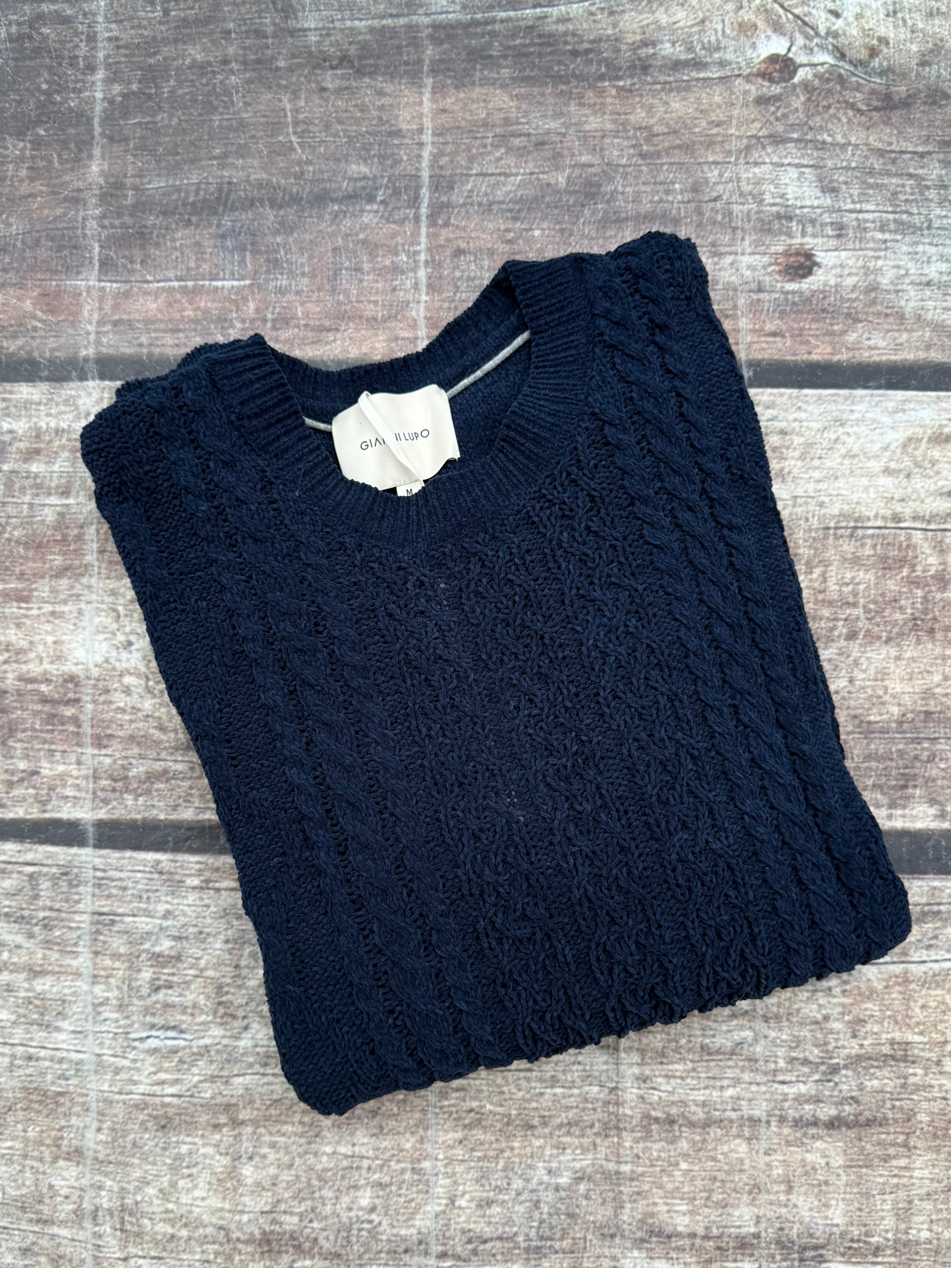 Maglione Gianni Lupo Trecce Ciniglia Navy 522 (12269285146964)