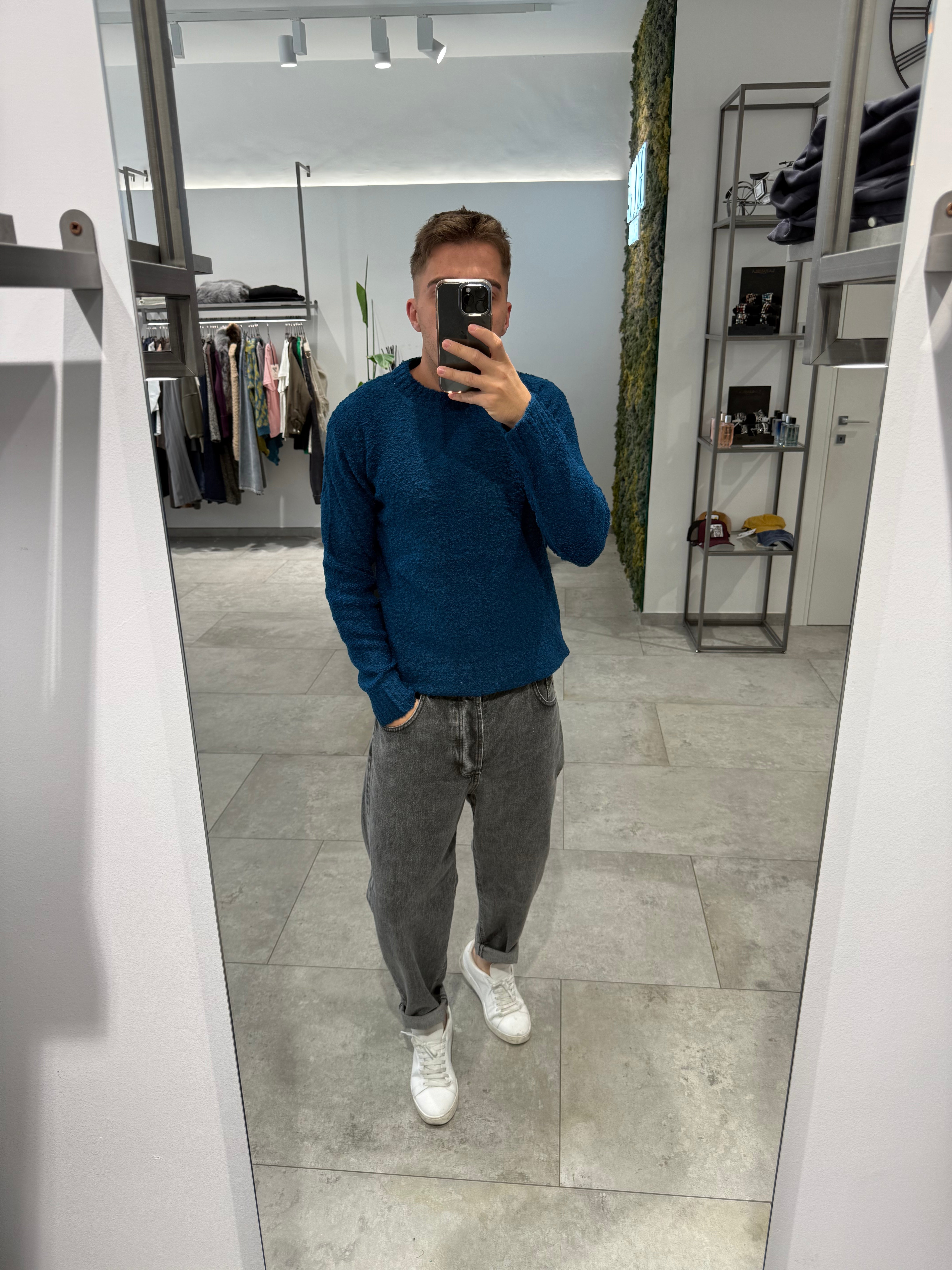 Maglione Block Eleven Bouclè Blu 13 (12302637367636)