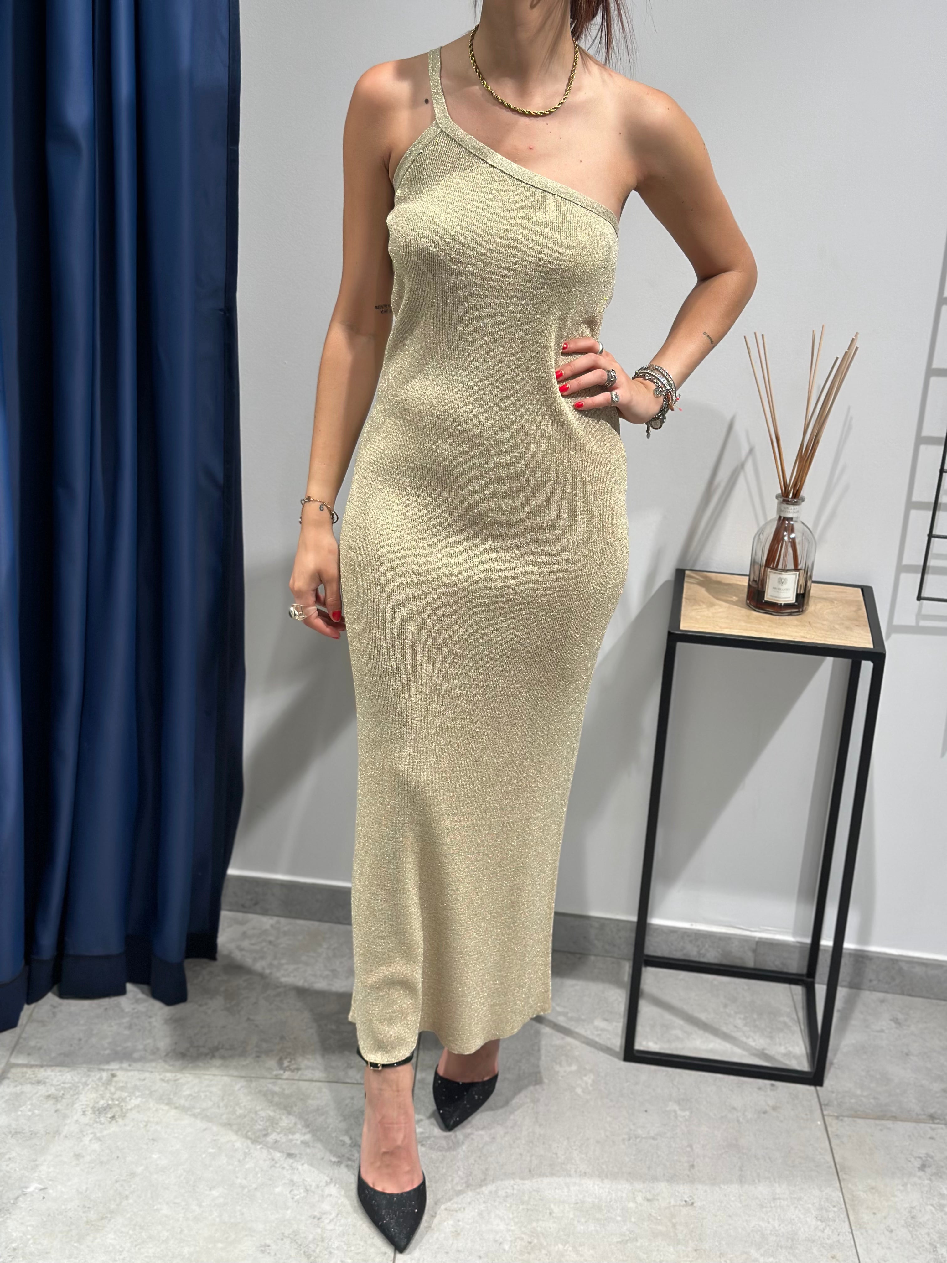 Abito Kontatto Monospalla Lurex Oro (12061778051412)