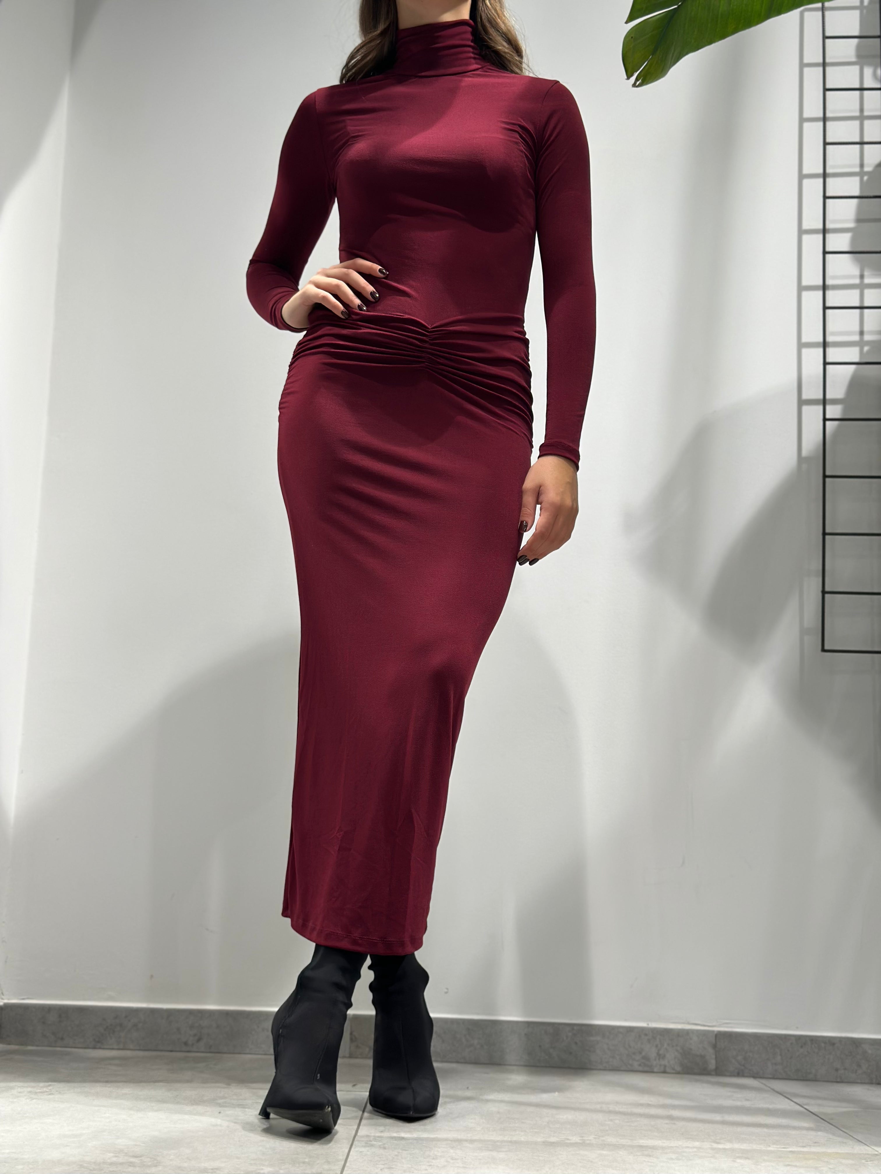 Abito Over-d arricciato bordeaux (12269287080276)