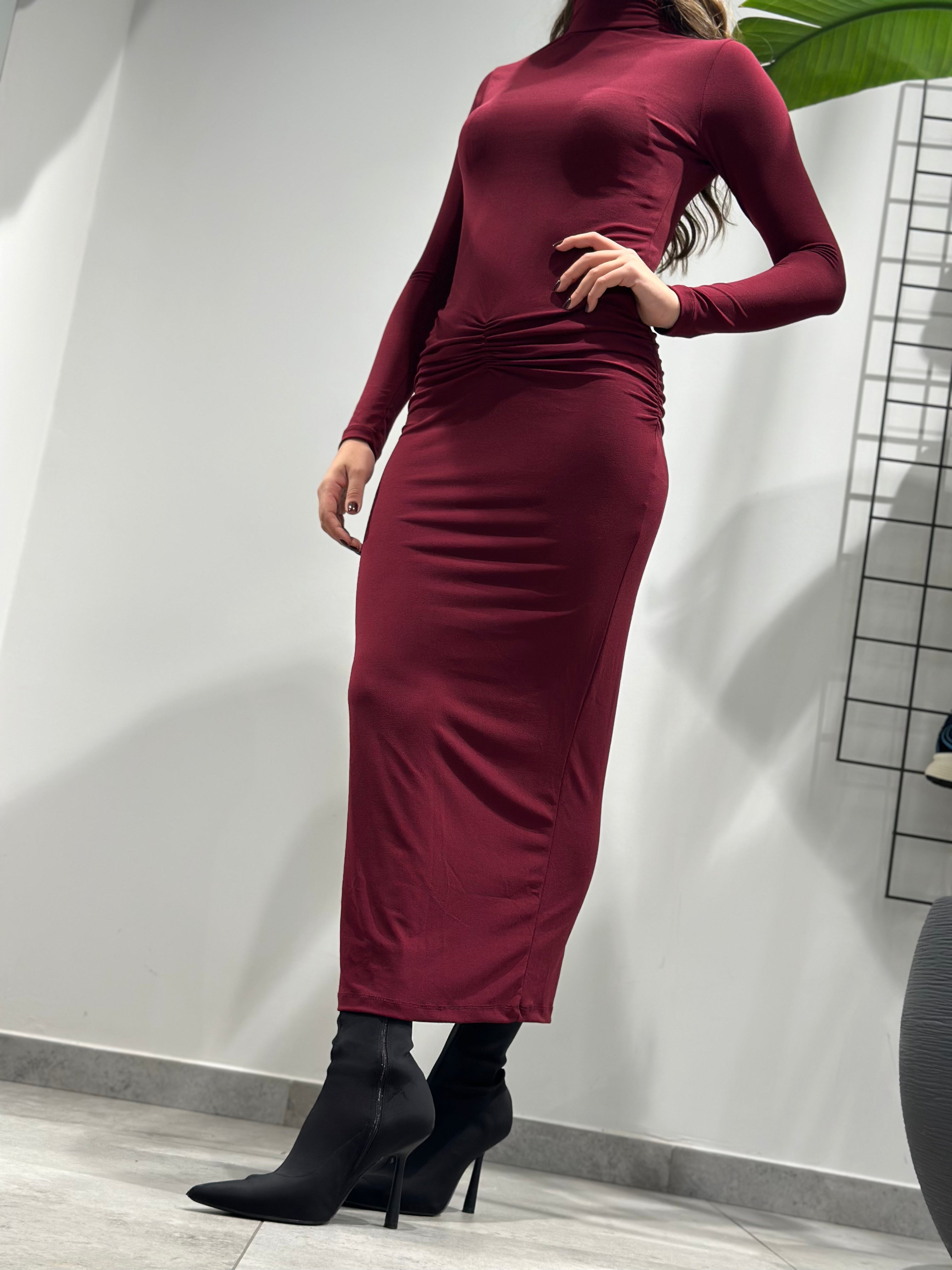 Abito Over-d arricciato bordeaux (12269287080276)