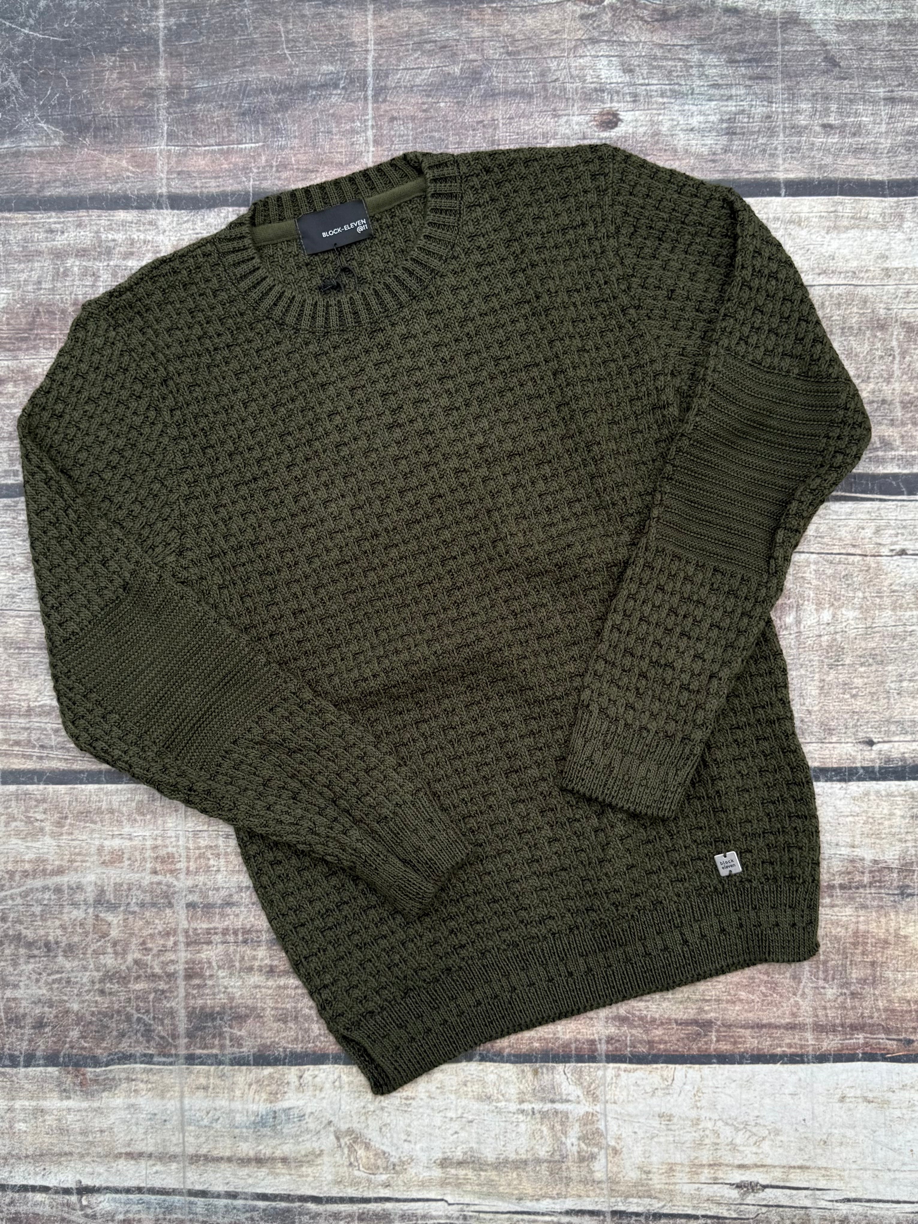 Maglione Block Eleven Bellini Bicolour Militare-Nero (12247765418324)