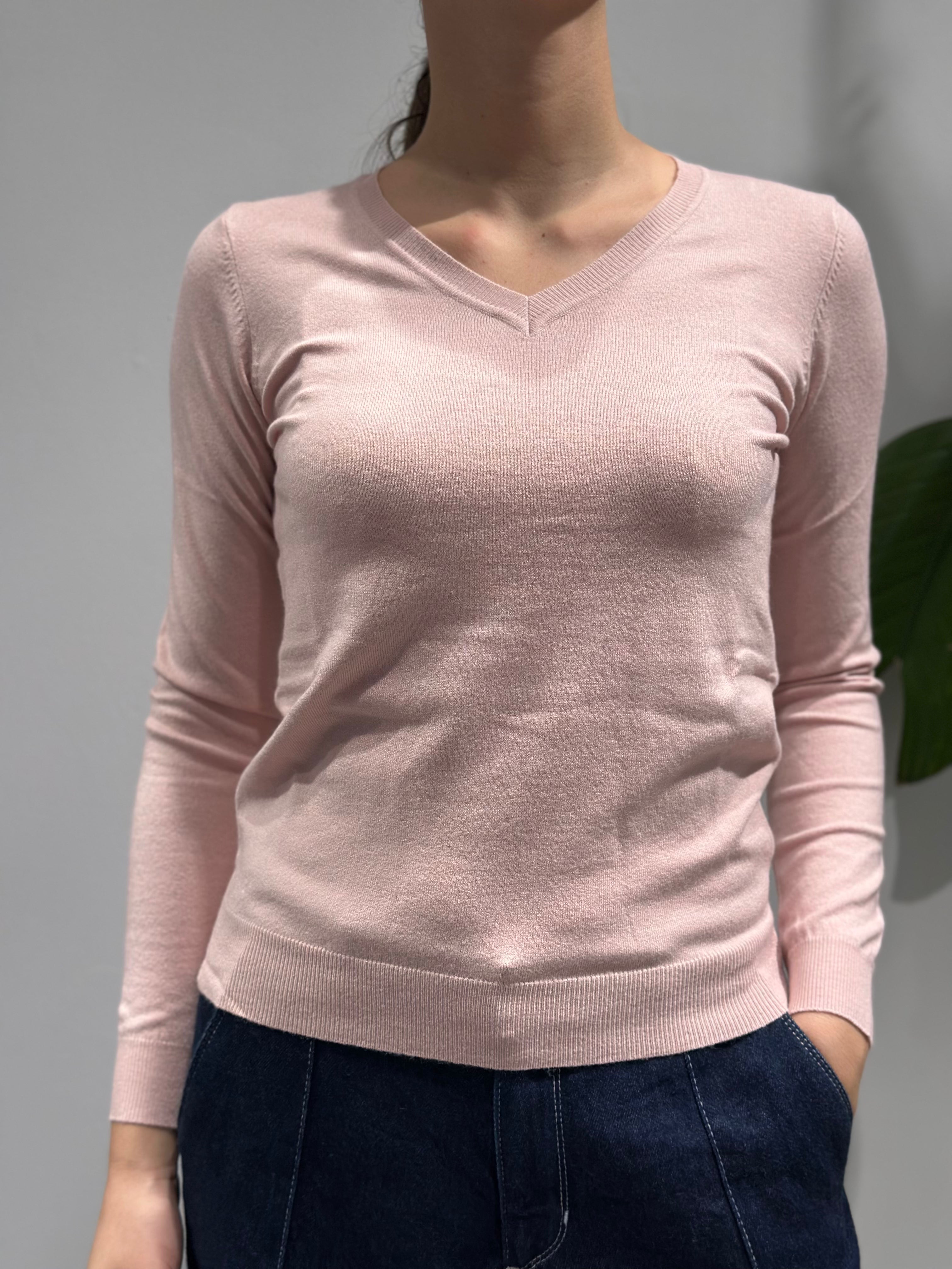 Maglioncino Over-d Scollo V Rosa M15