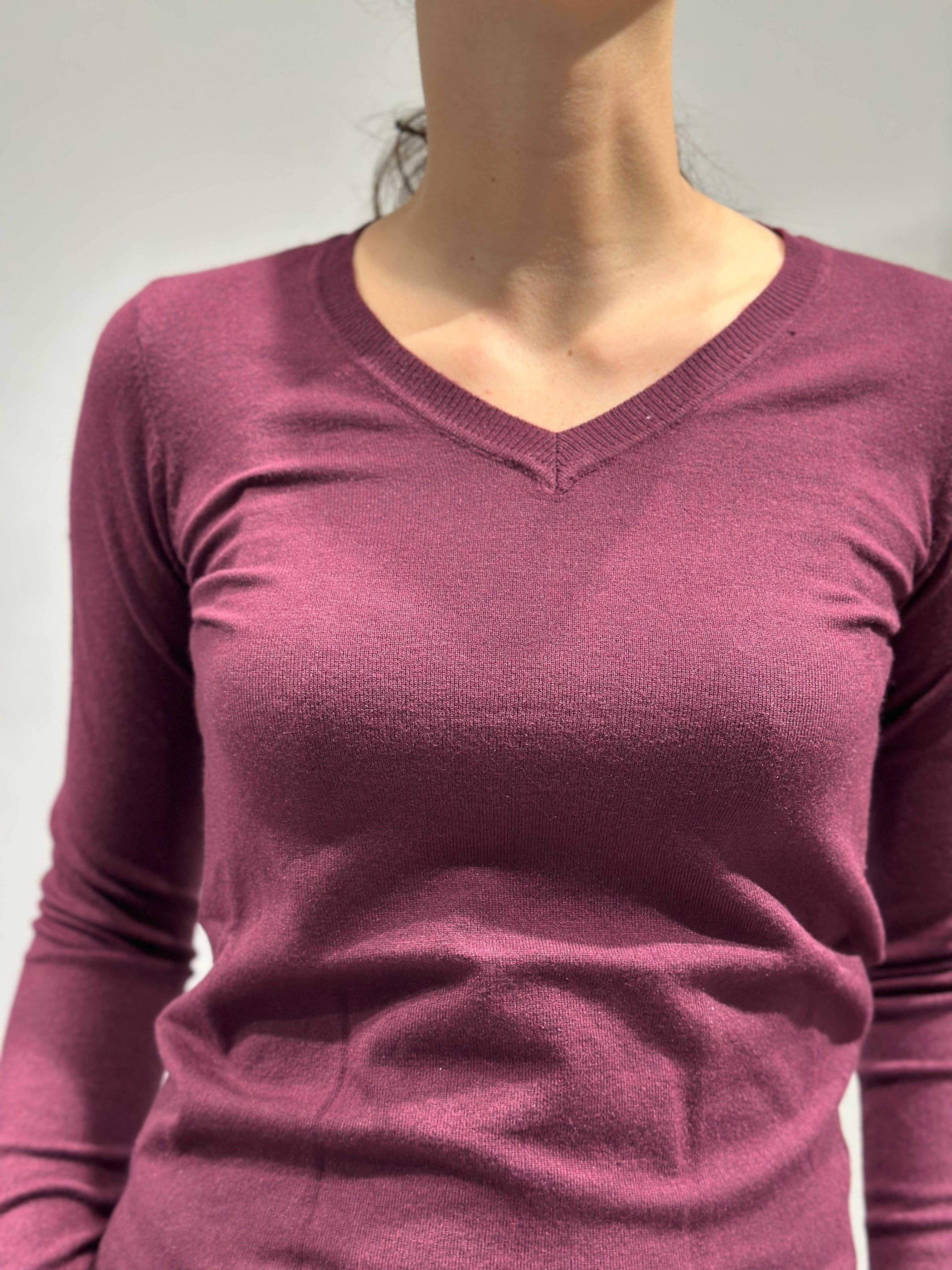 Maglioncino Over-d Scollo V Bordeaux M15