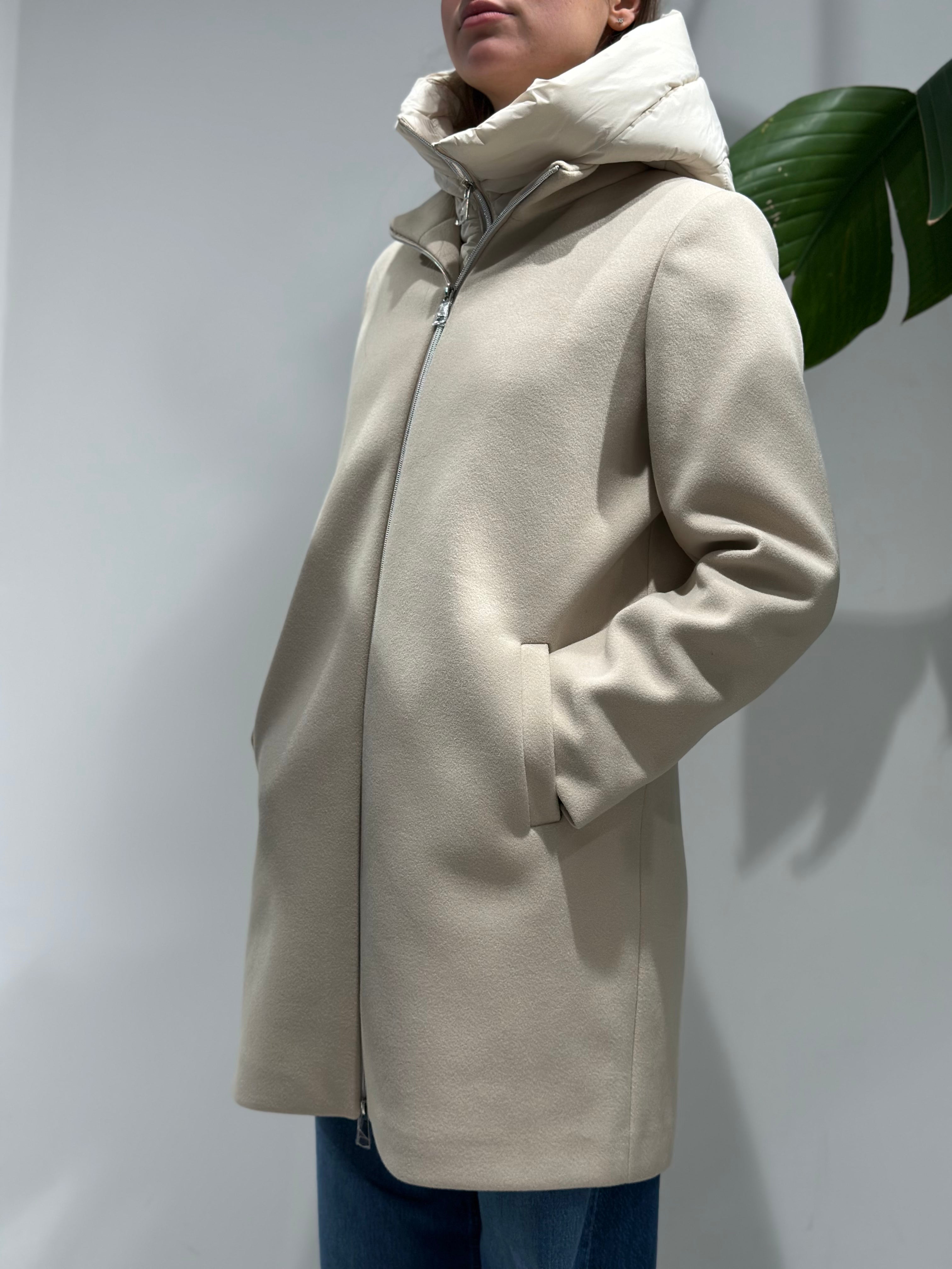 Cappotto Lokita Combinato Beige