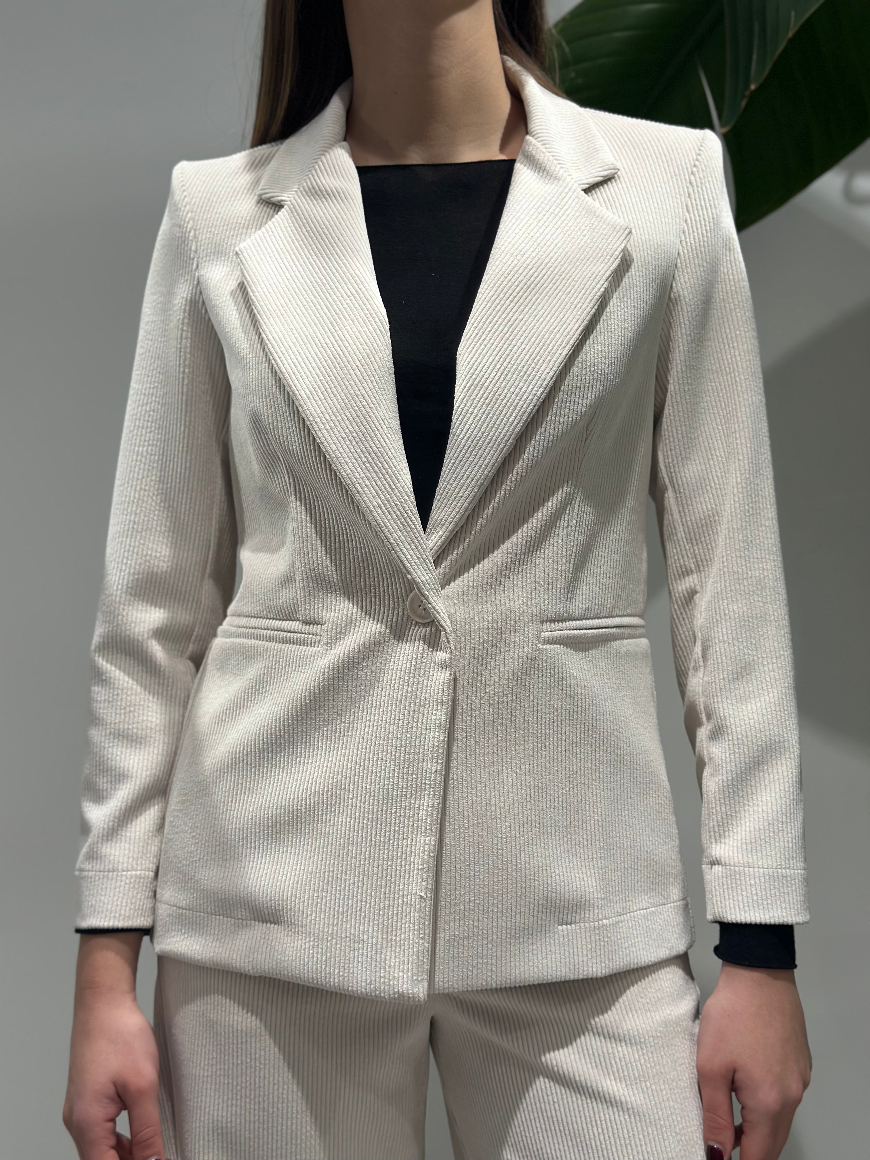 Giacca Lokita Velluto Avorio