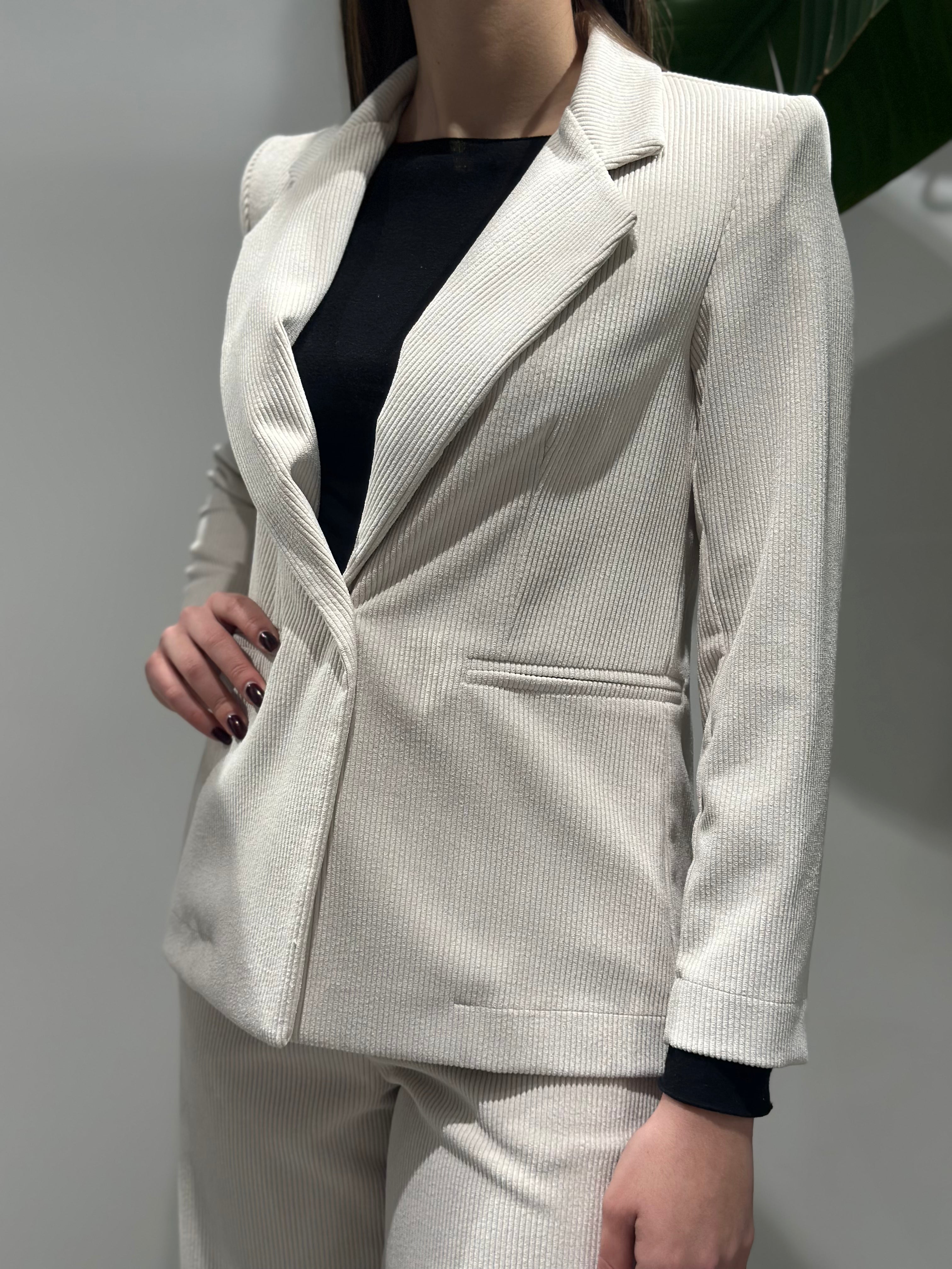 Giacca Lokita Velluto Avorio