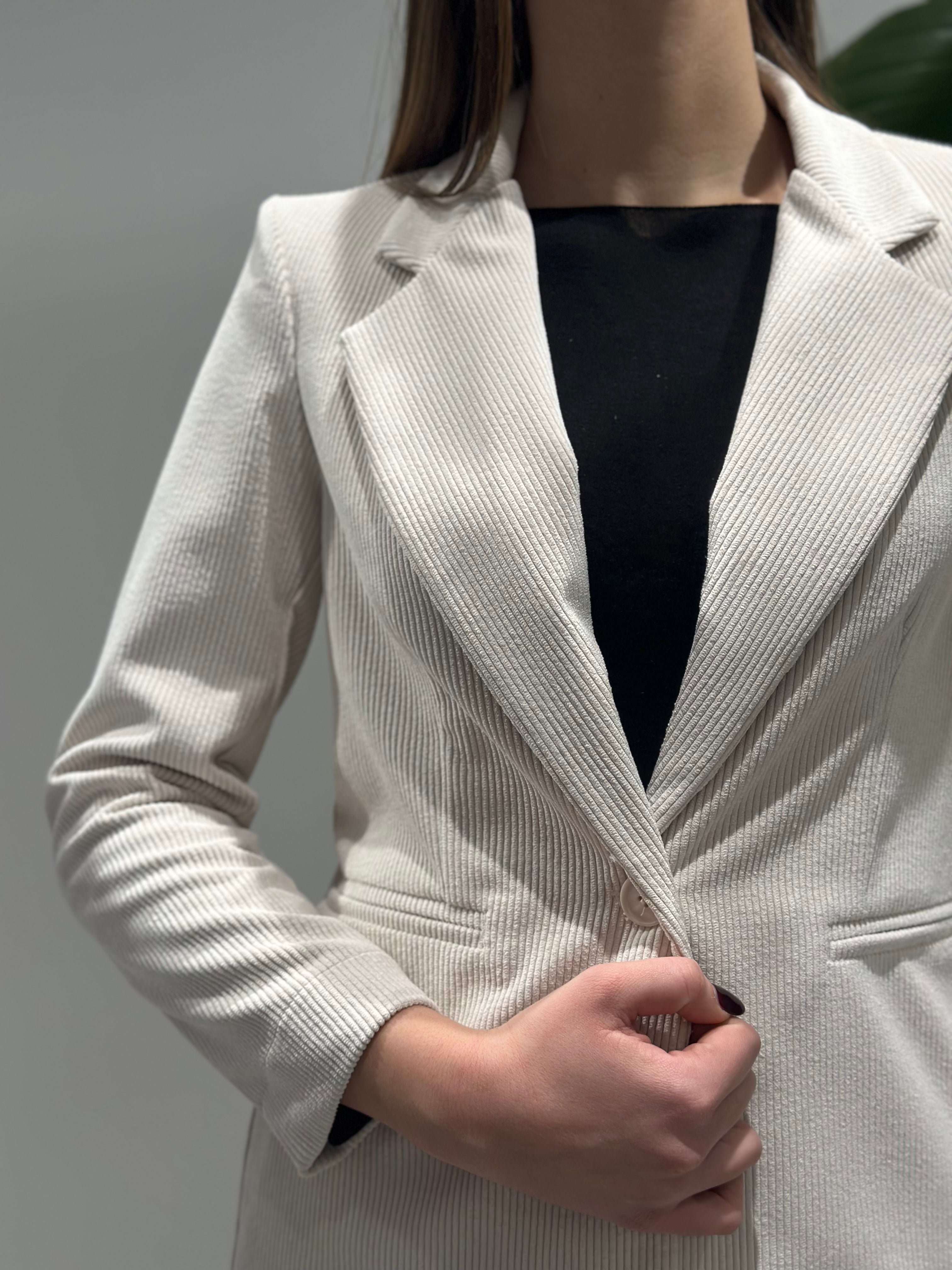 Giacca Lokita Velluto Avorio