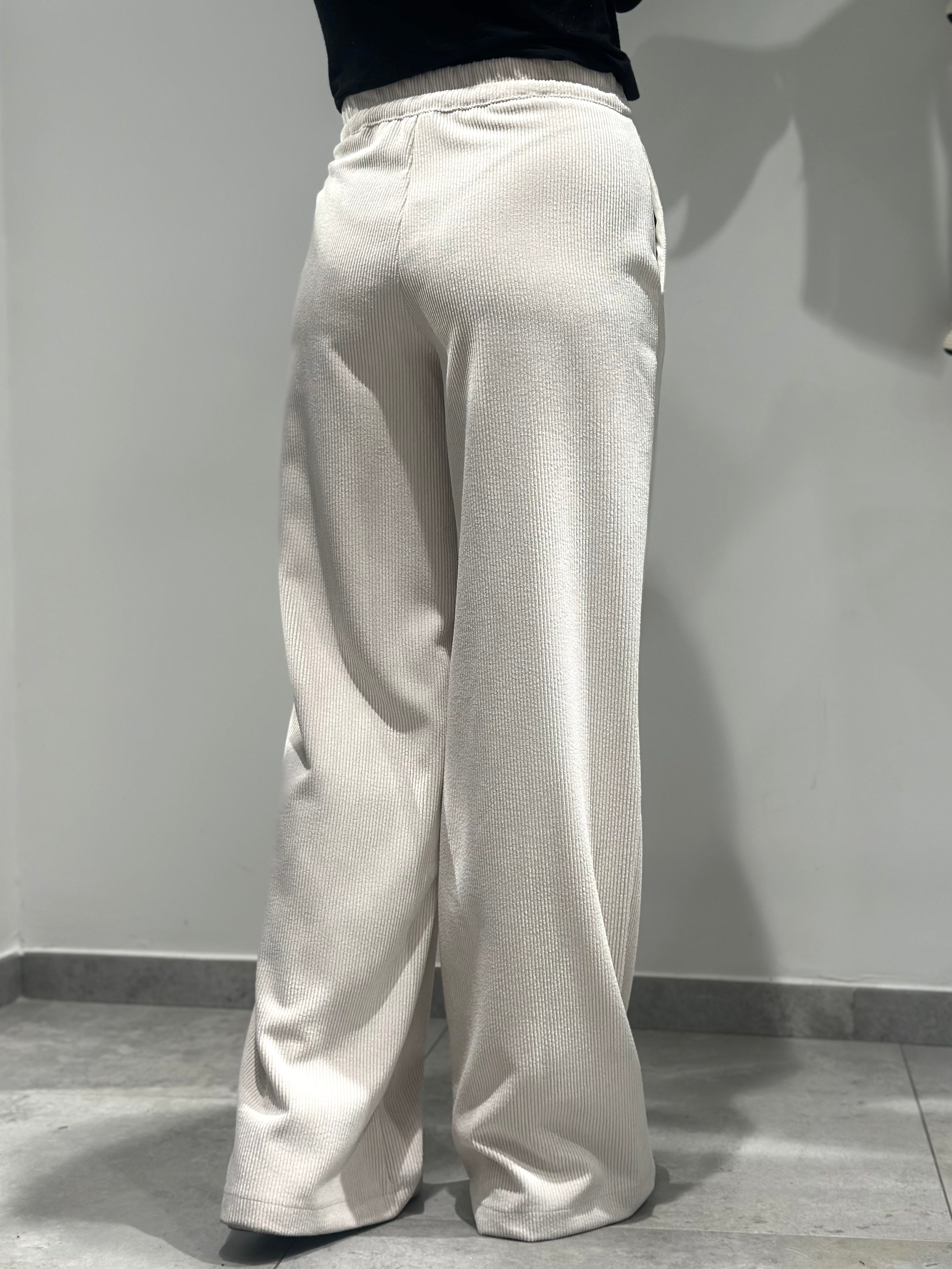 Pantalone Lokita Velluto Avorio