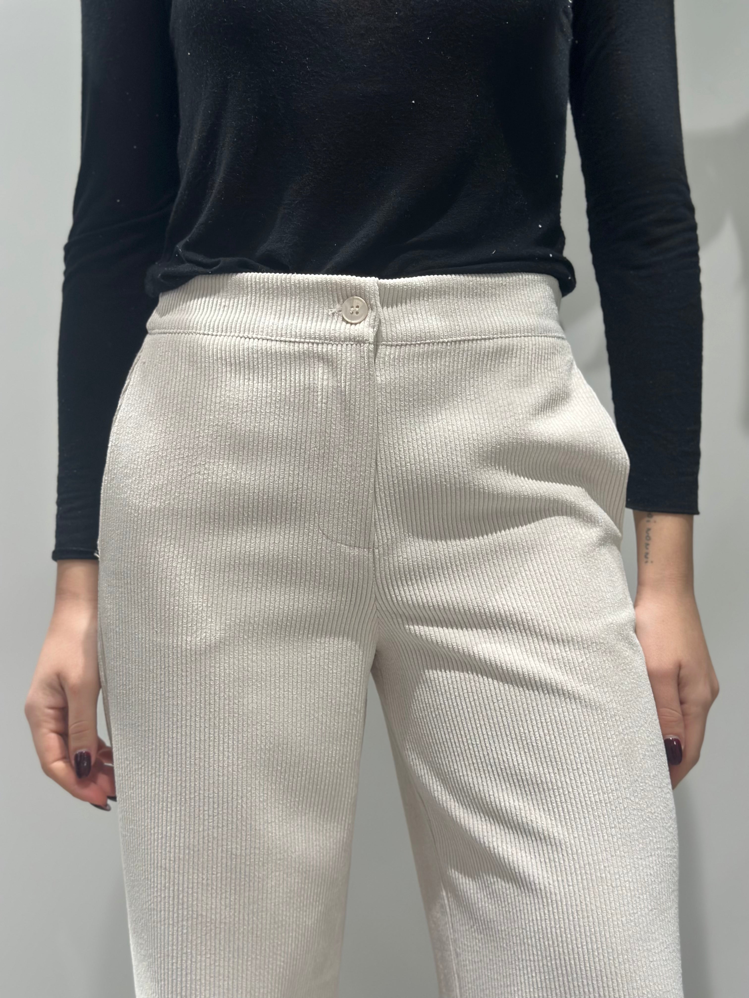 Pantalone Lokita Velluto Avorio