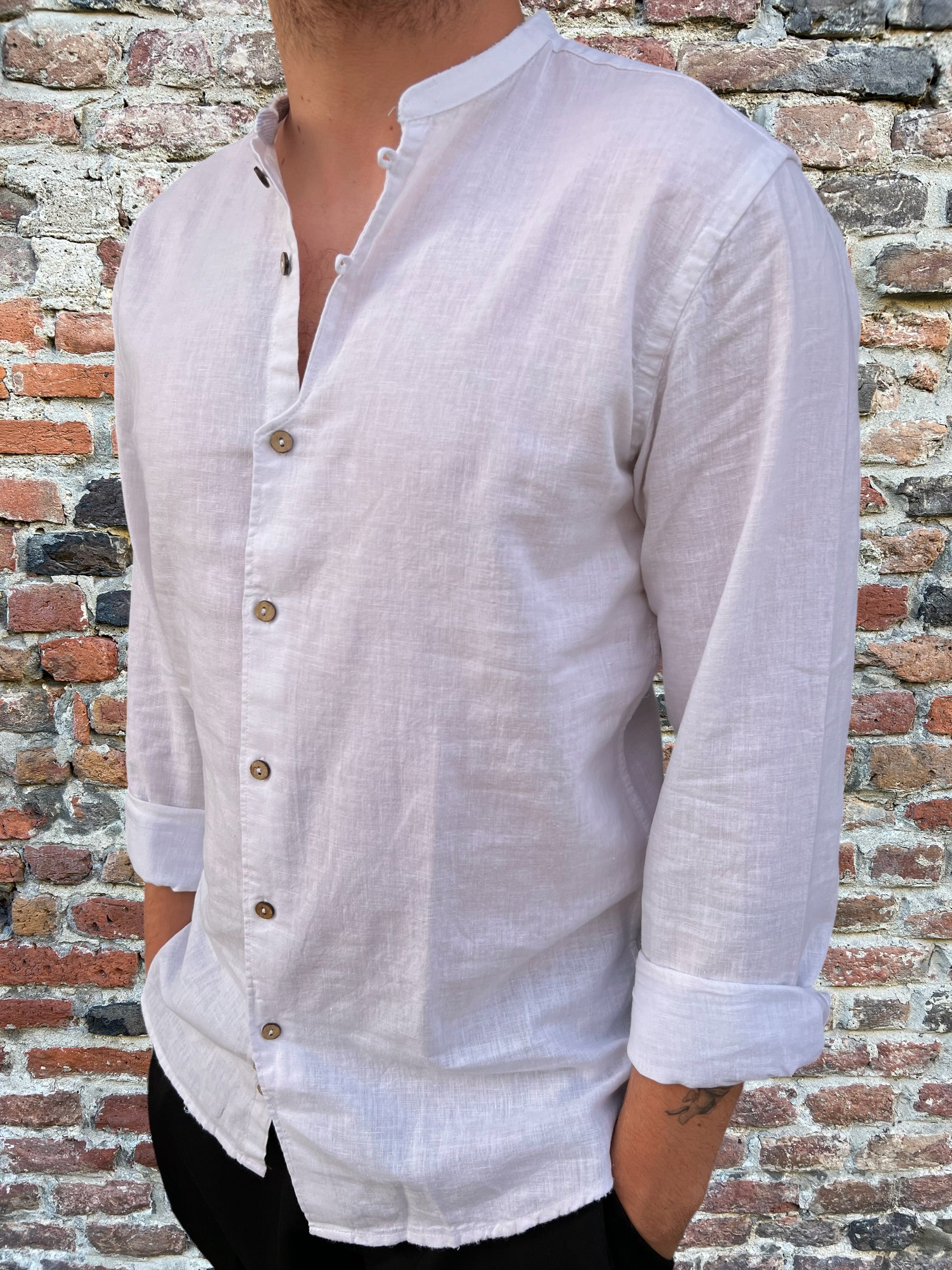 Camicia Block Eleven Coreana Lino Bianca 06 (8426540826964)