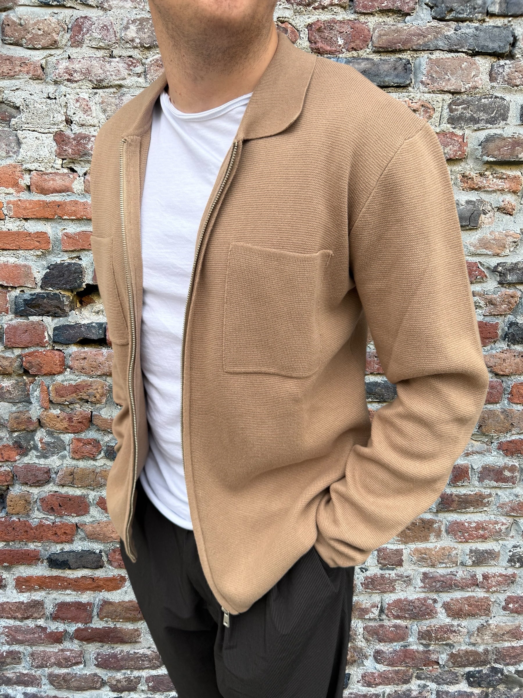 Giacca Hamaki-Ho Maglia Zip Beige 3154 (11896816927060)