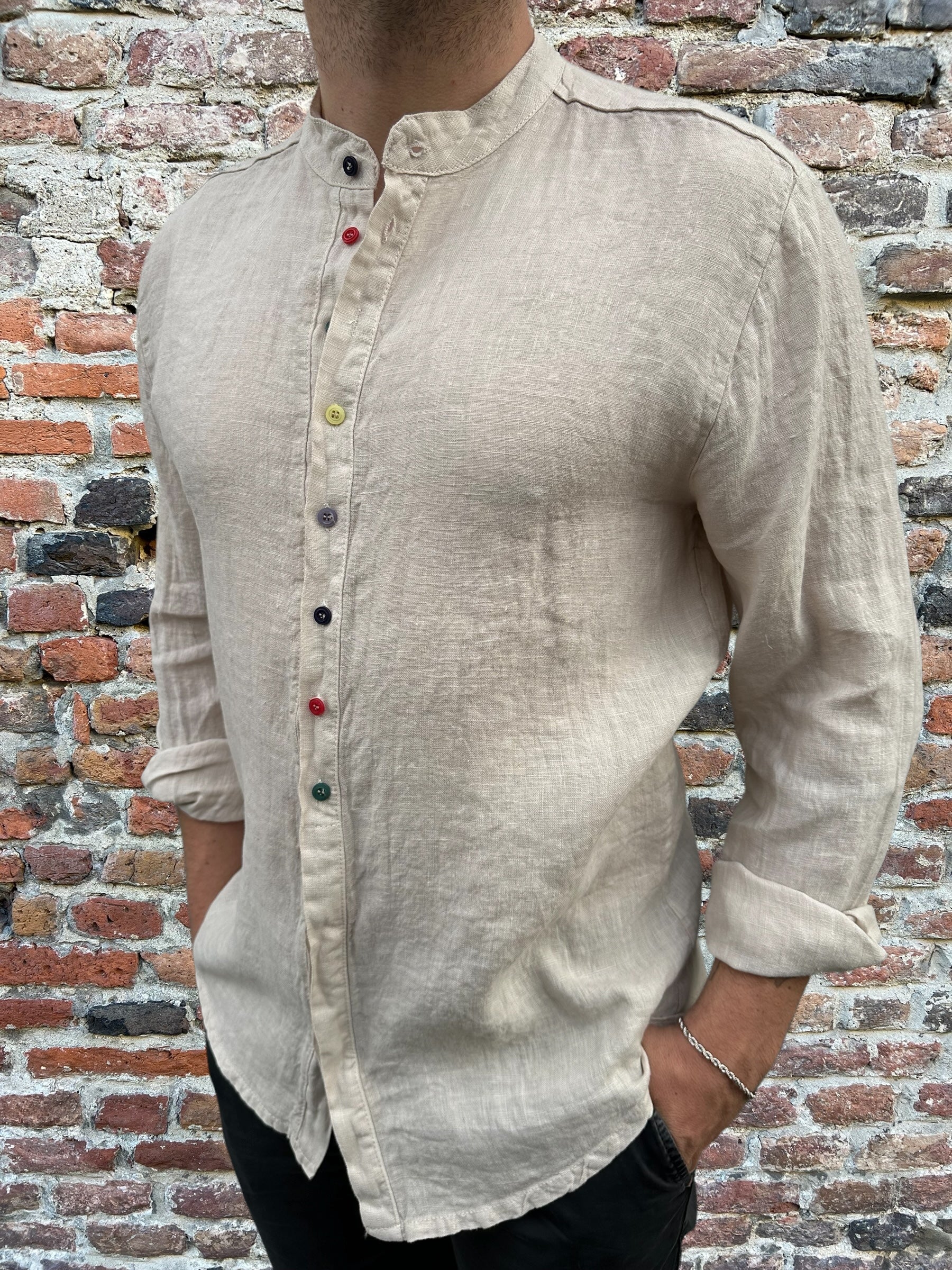 Camicia Block Eleven Lino Sabbia 3076 (9580032786772)