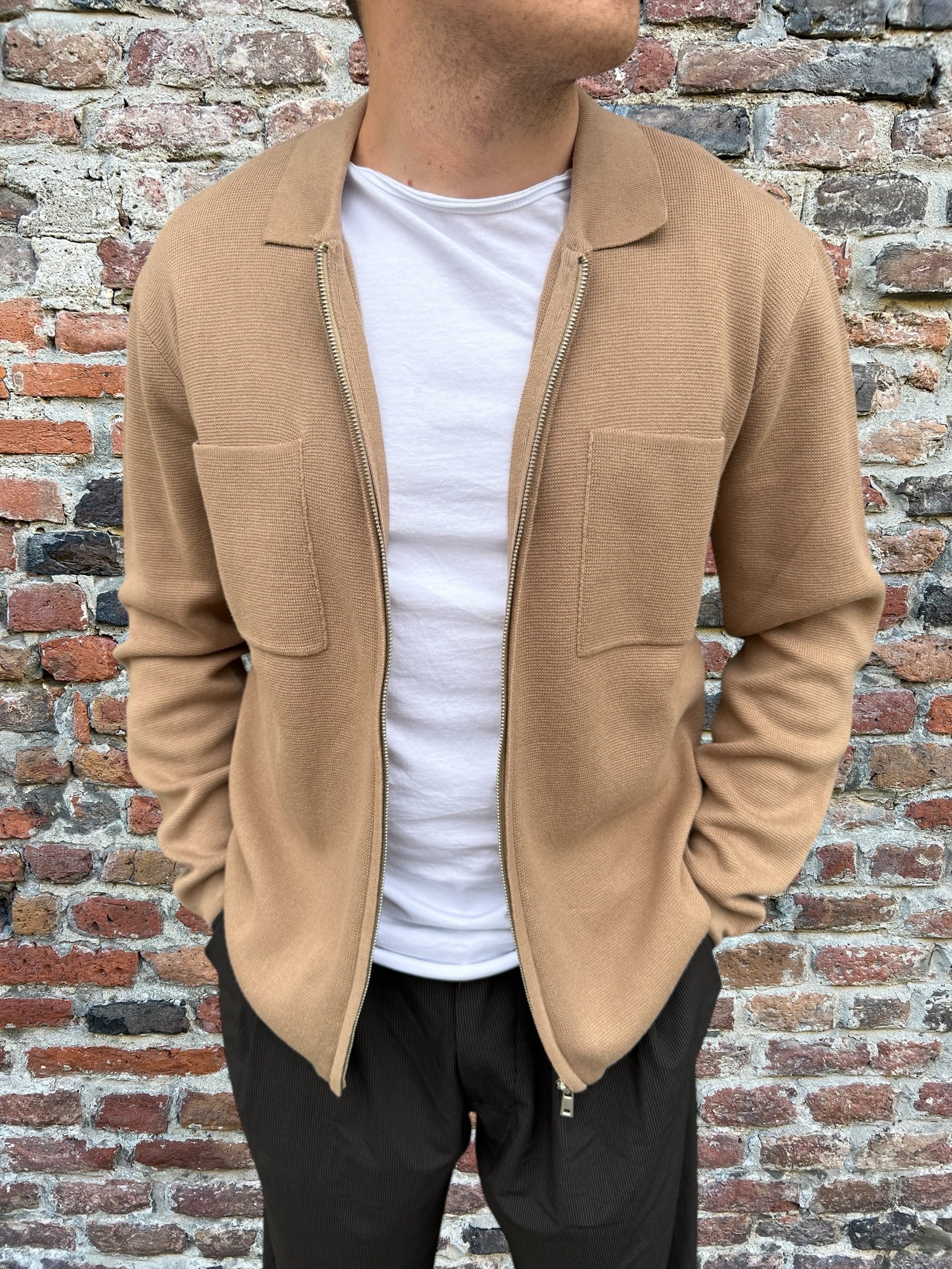 Giacca Hamaki-Ho Maglia Zip Beige 3154 (11896816927060)