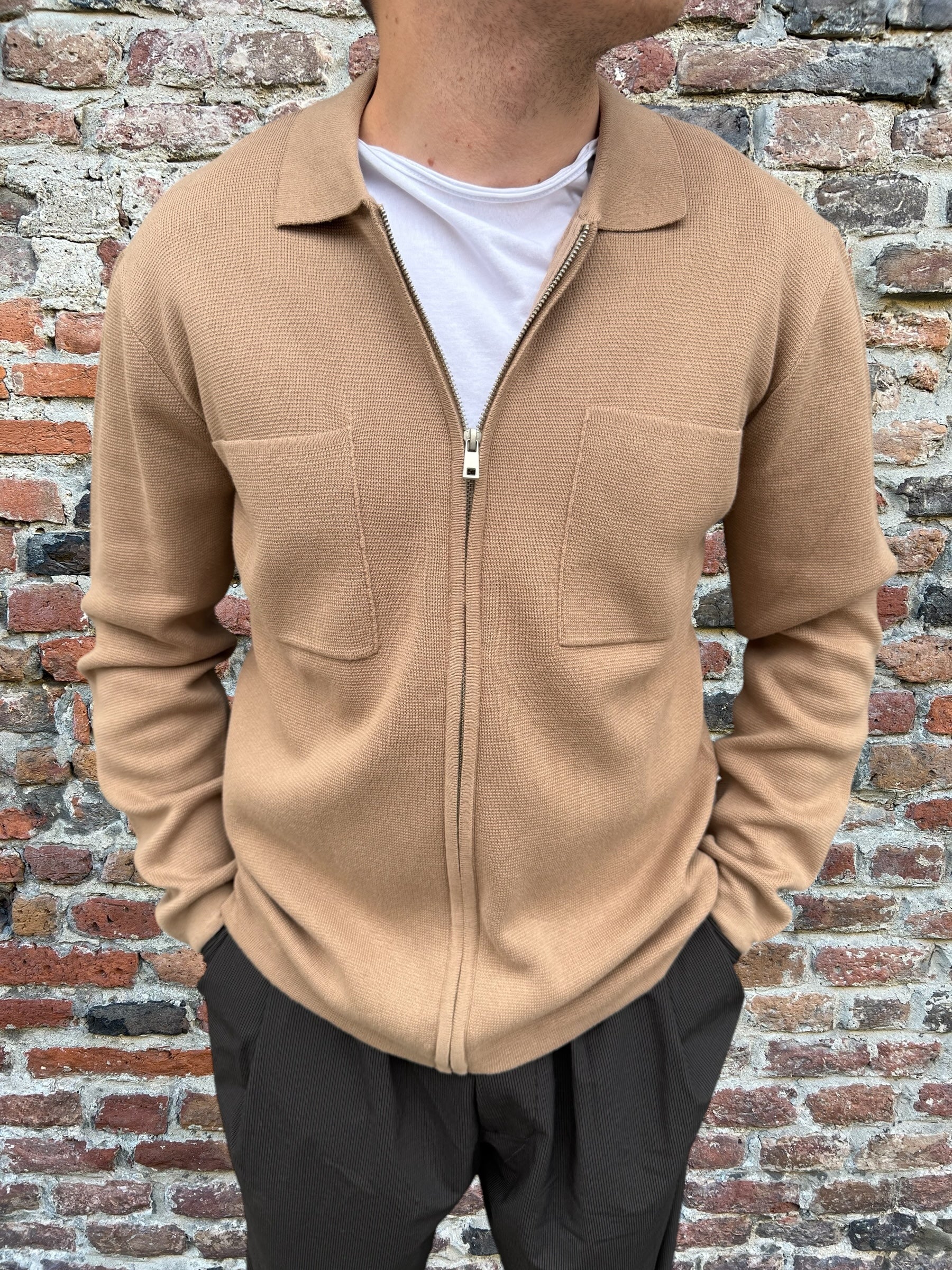 Giacca Hamaki-Ho Maglia Zip Beige 3154 (11896816927060)