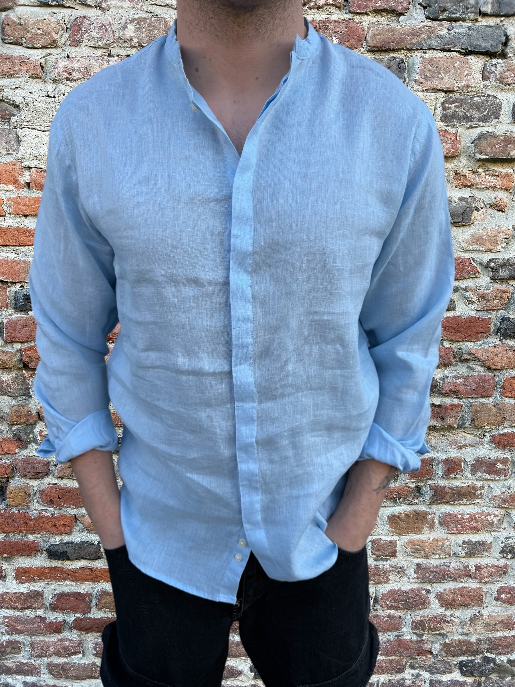 Camicia Berna Lino Coreana Cielo 200 (11926329065812)