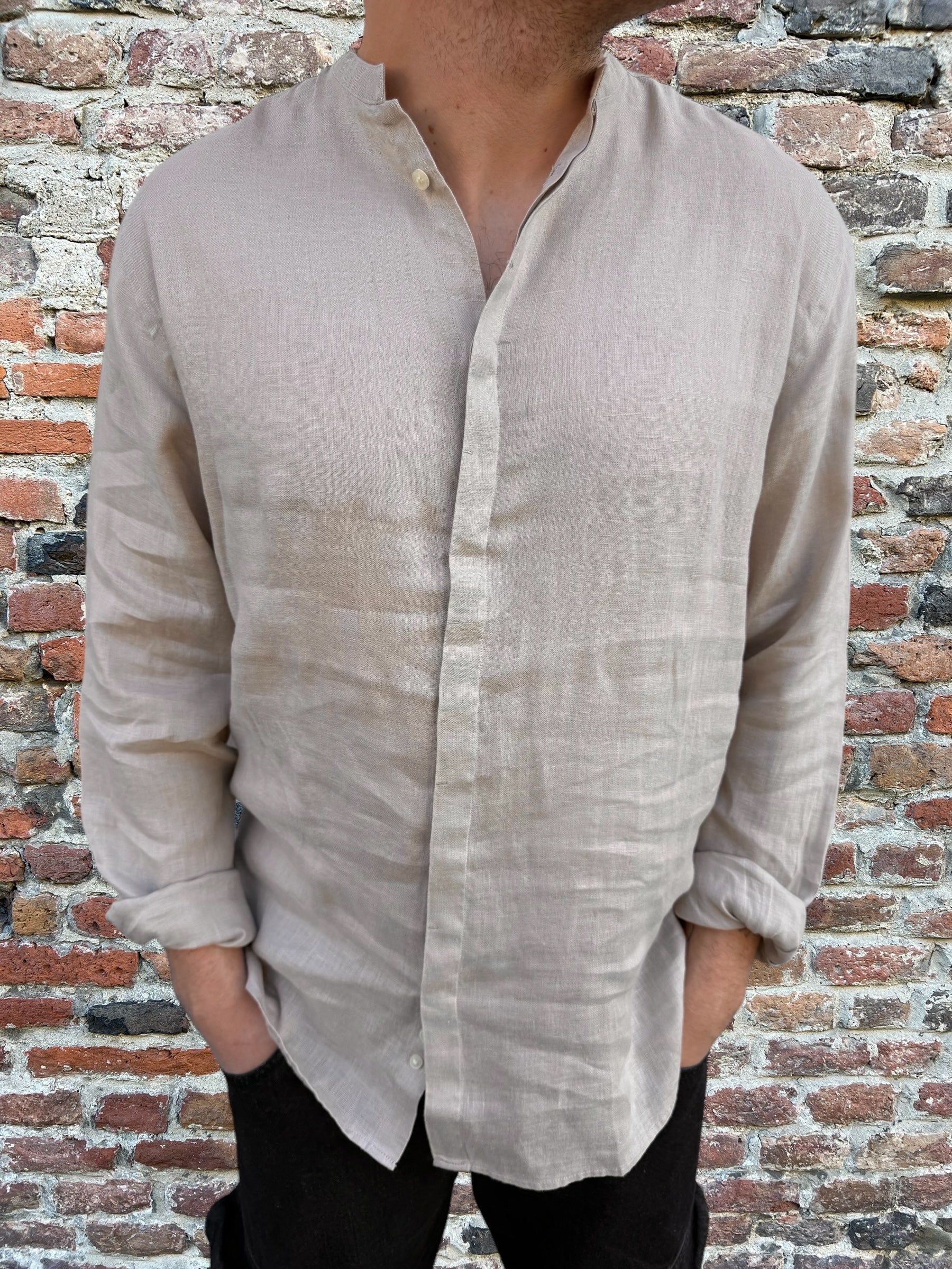 Camicia Berna Lino Coreana Sabbia 200 (11926331588948)