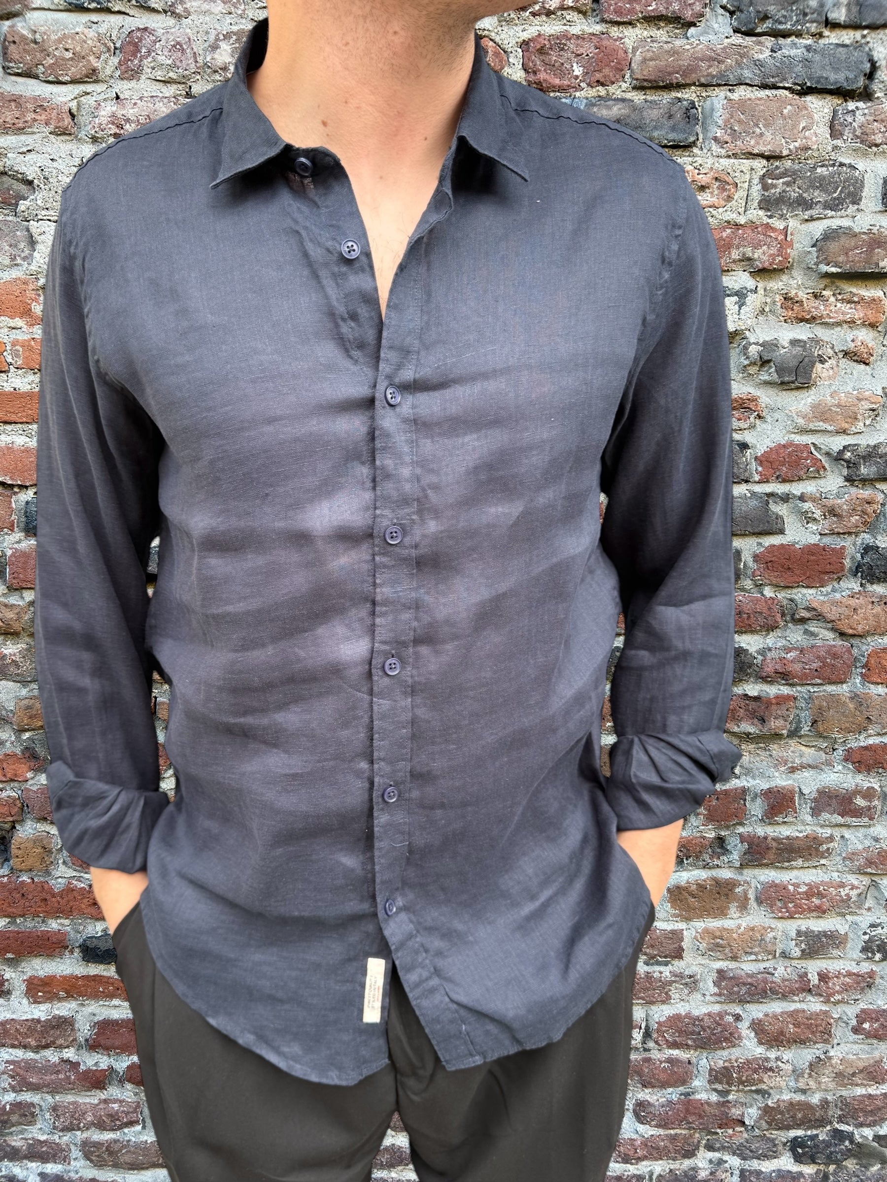 Camicia Gianni Lupo Lino Colletto Francese Blu 7619 (11945582985556)