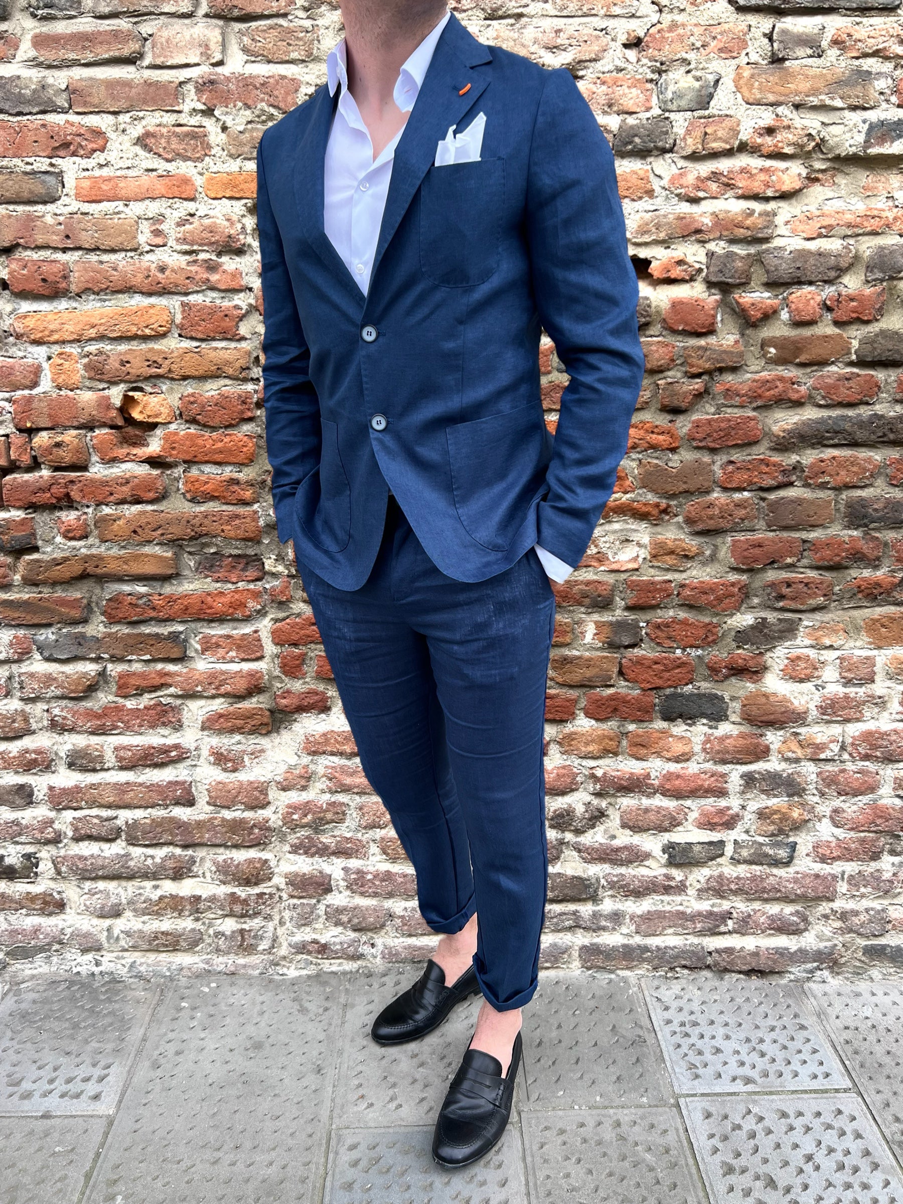 Giacca Over-d Lino Blu P37 (9097946497364)