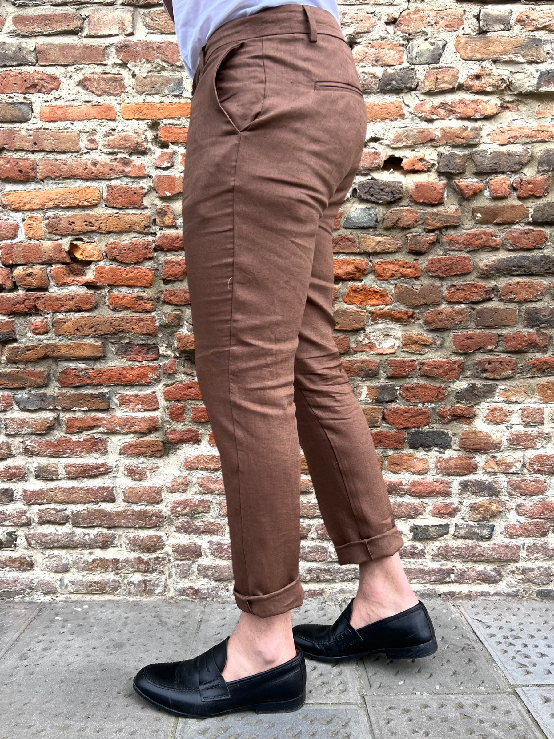 Pantalone Over-d Lino Cacao P37 (9097929261396)