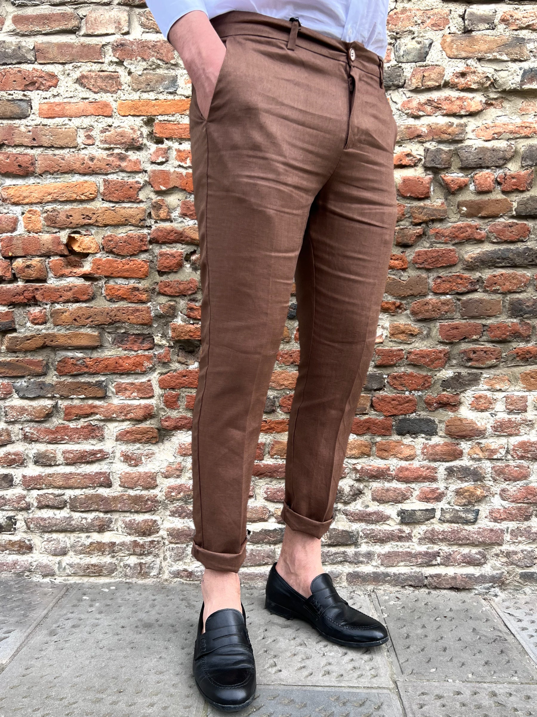 Pantalone Over-d Lino Cacao P37 (9097929261396)