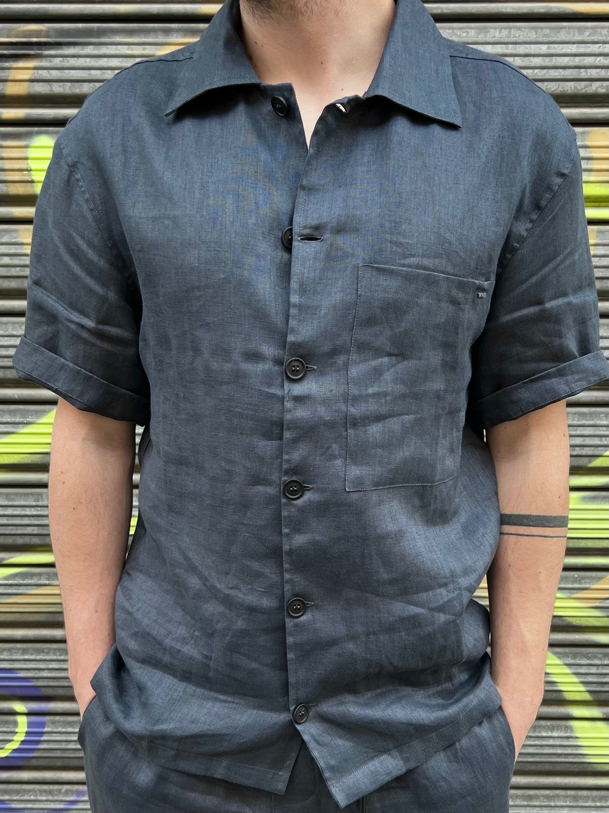 Camicia Why Not Brand Lino Blu (6869925363765)